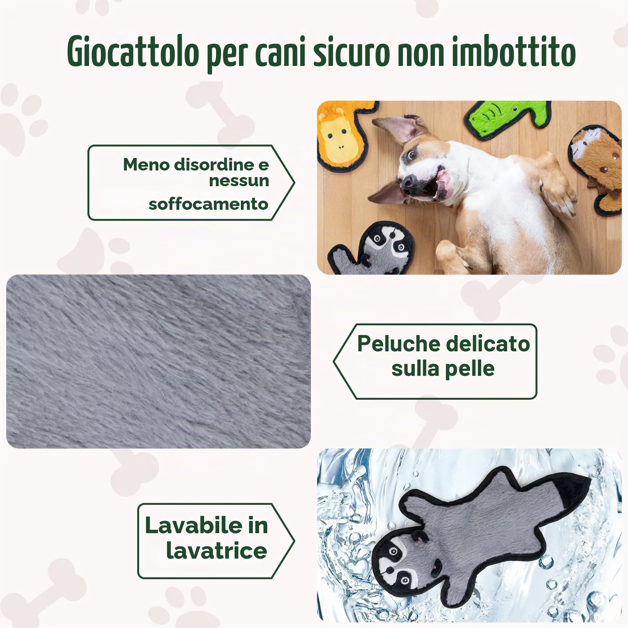 SHARLOVY Raccoon - Giocattolo per cani cigolante e crepitante, resistente per masticatori aggressivi, senza imbottitura, Small - immagine 4