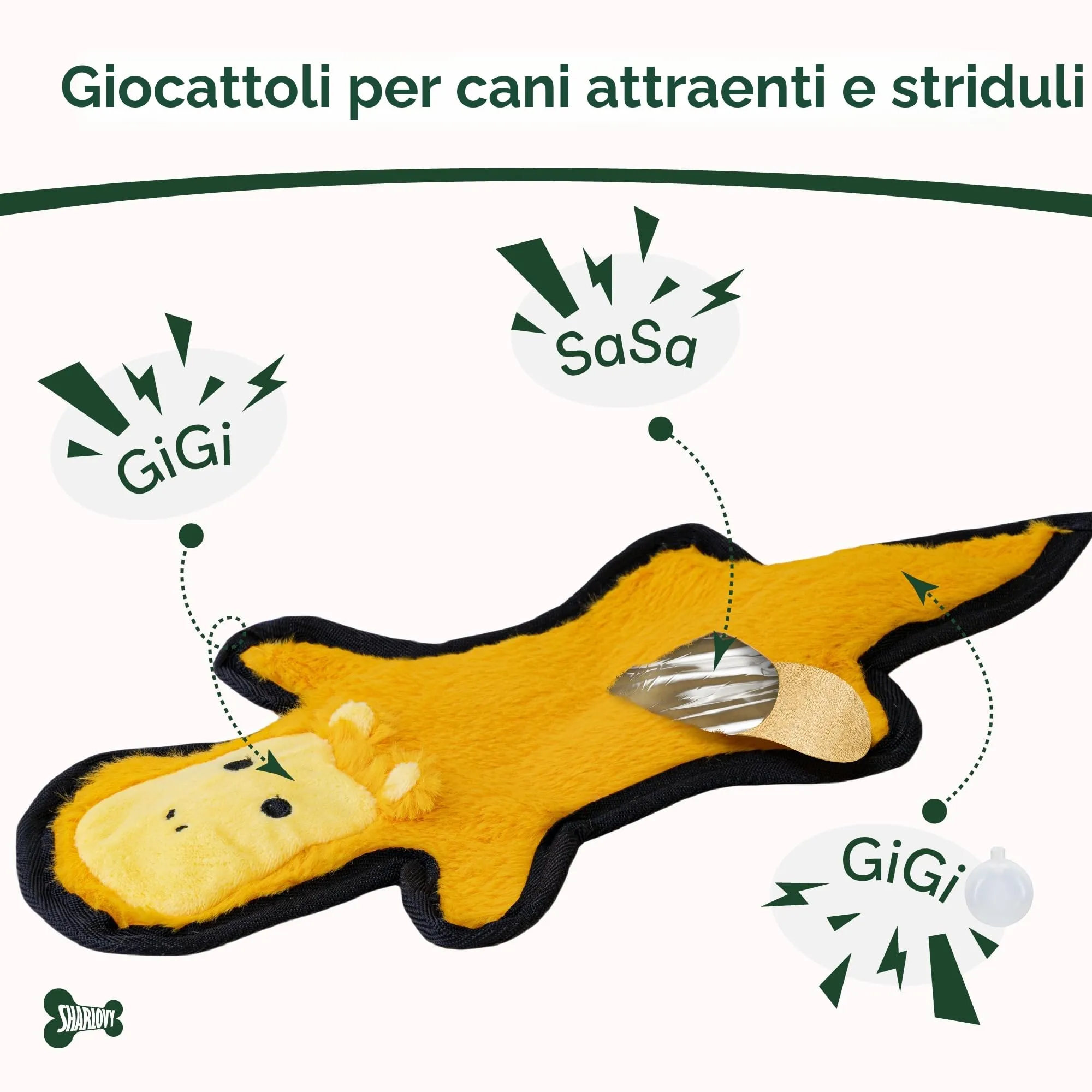SHARLOVY Giocattoli per cani senza imbottitura Crinkle Squeaky, masticativi resistenti a 6 strati per cani aggressivi e cuccioli, Medium - immagine 3