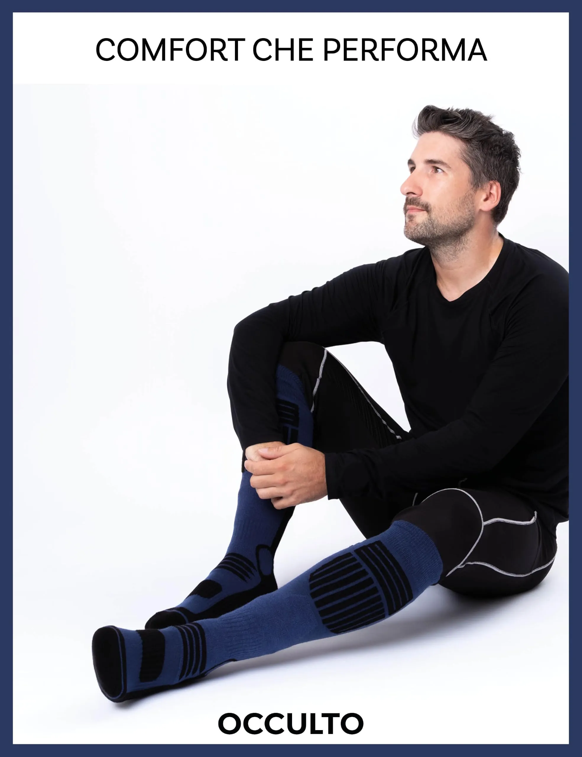Occulto Calze da Sci Uomo Felix, 2 Paia, Blu Antracite, 39-42 - immagine 3