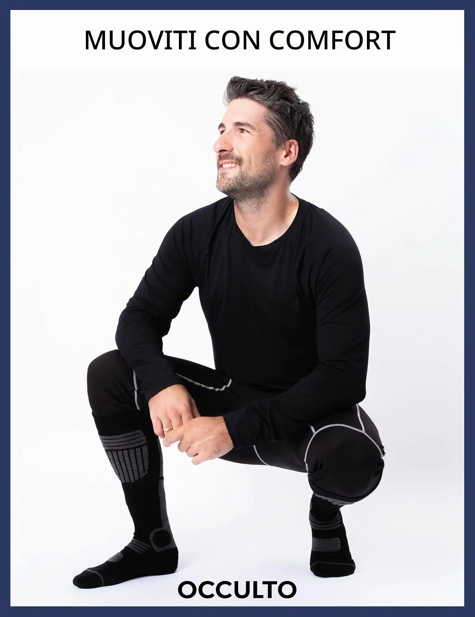 Occulto Calze da Sci Uomo Felix, 2 Paia, Blu Antracite, 39-42 - immagine 6