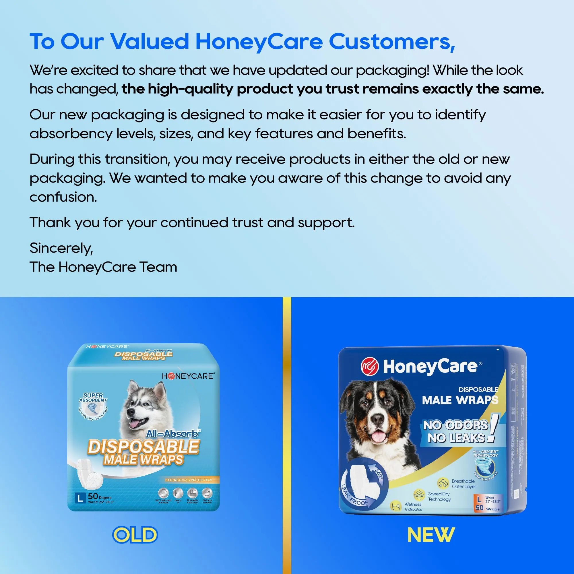 Honey Care All-Absorb A24 Fascia per cani maschile, 50 pezzi, Grande, Blu e Bianco - immagine 2