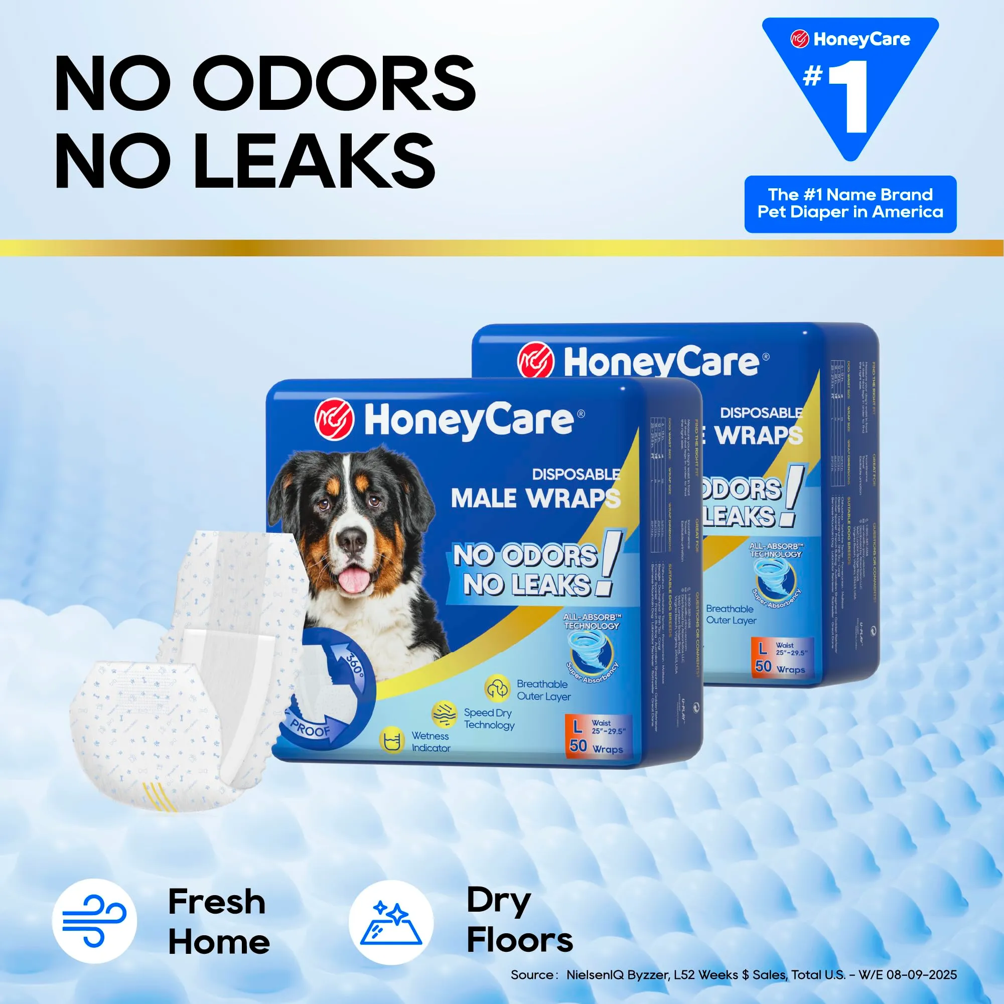 Honey Care All-Absorb A24 Fascia per cani maschile, 50 pezzi, Grande, Blu e Bianco - immagine 7