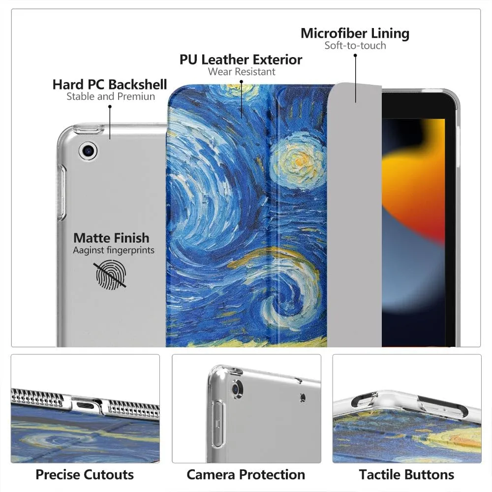 MoKo Cover for iPad 9th/8th/7th Gen 10.2 inches (2019-2021), Notte Stellata - immagine 4
