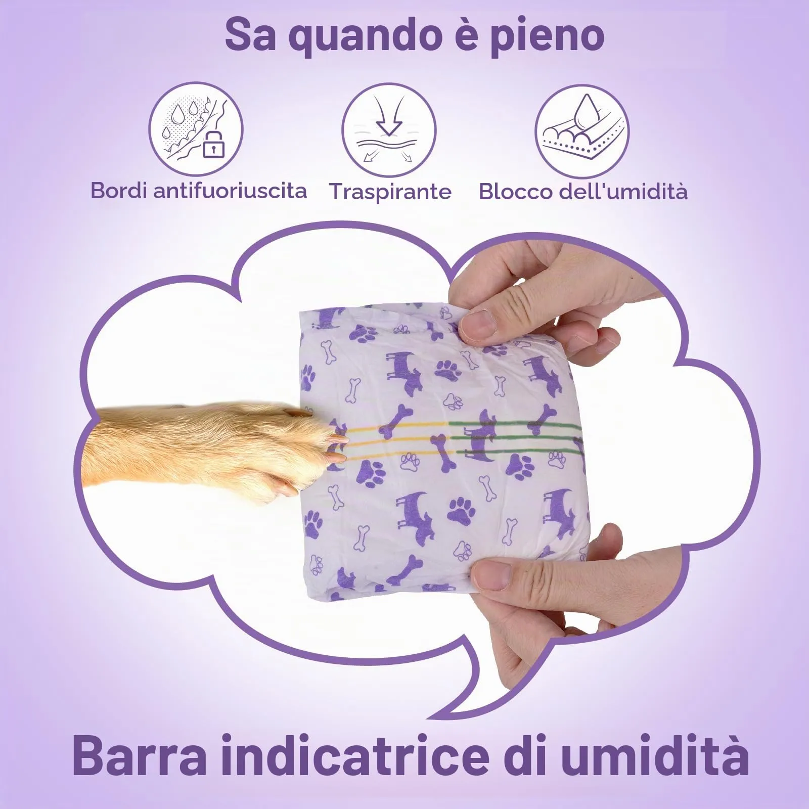 MICOOYO Pannolini Cane Femmina Monouso con Indicatore di Umidità e Apertura della Coda Regolabile, Taglia S, 20 Pezzi - immagine 4