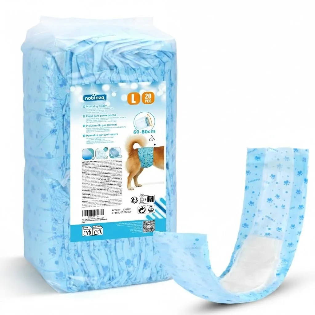 Nobleza Pannolini per Cani Maschi, Taglia L (44-66 cm), 20 Pezzi - immagine 1