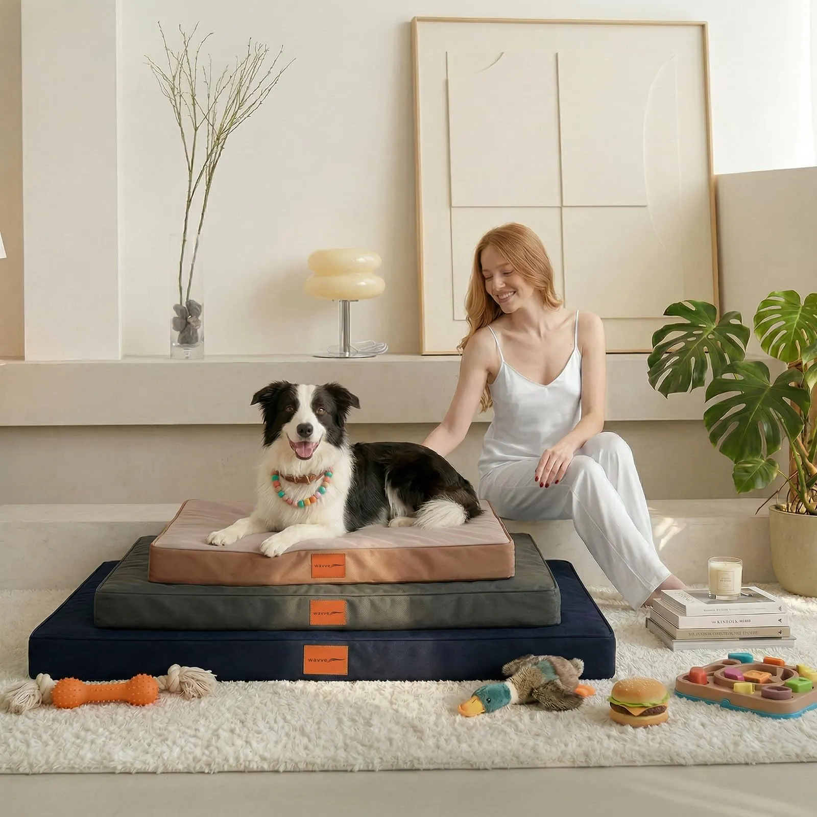 WAVVE Cuccia Cane Interno Taglia Grande, 104x69x7.6 cm, Nero - immagine 4