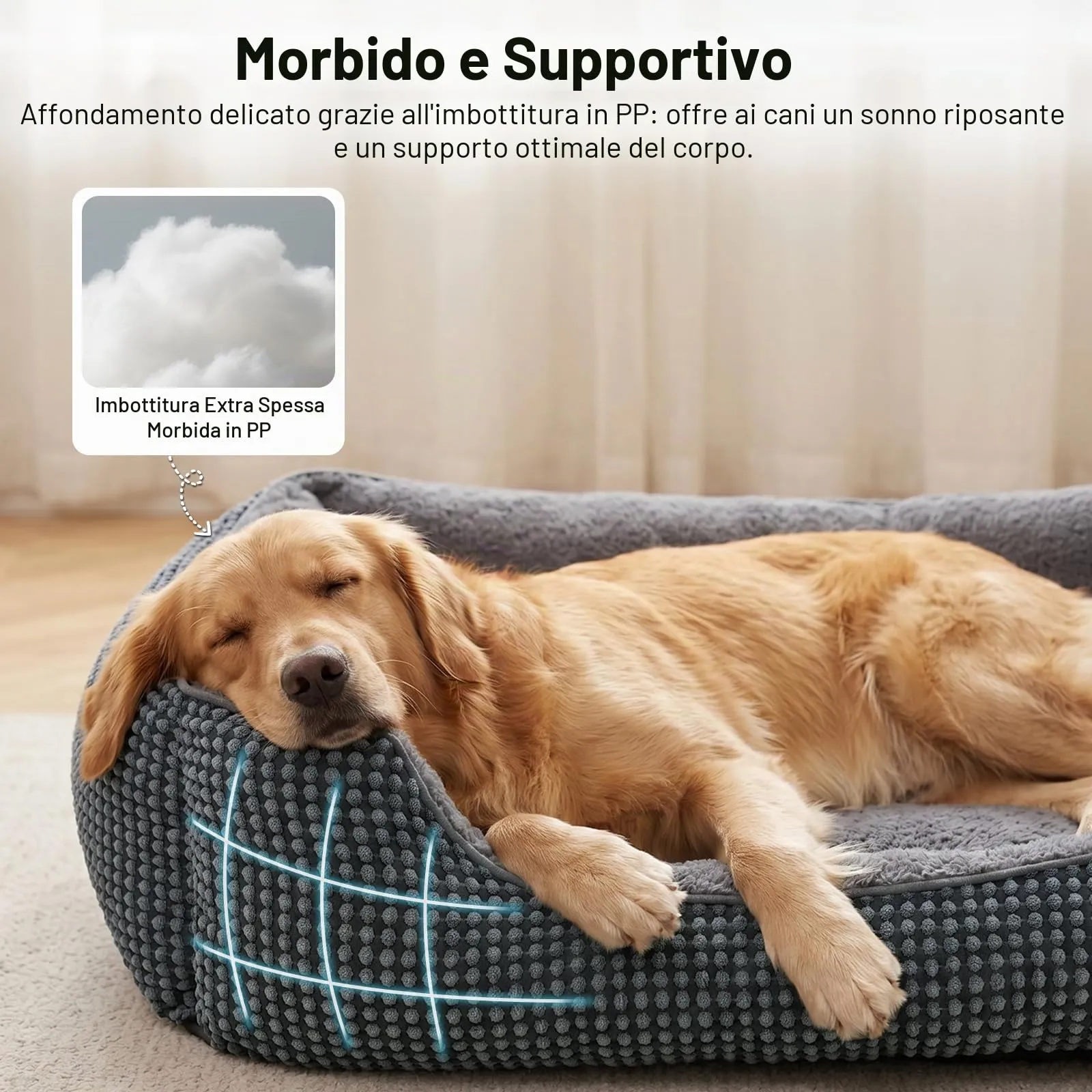 FURTIME Cuccia Cane Interno Lavabile, 63x53x20cm - immagine 4