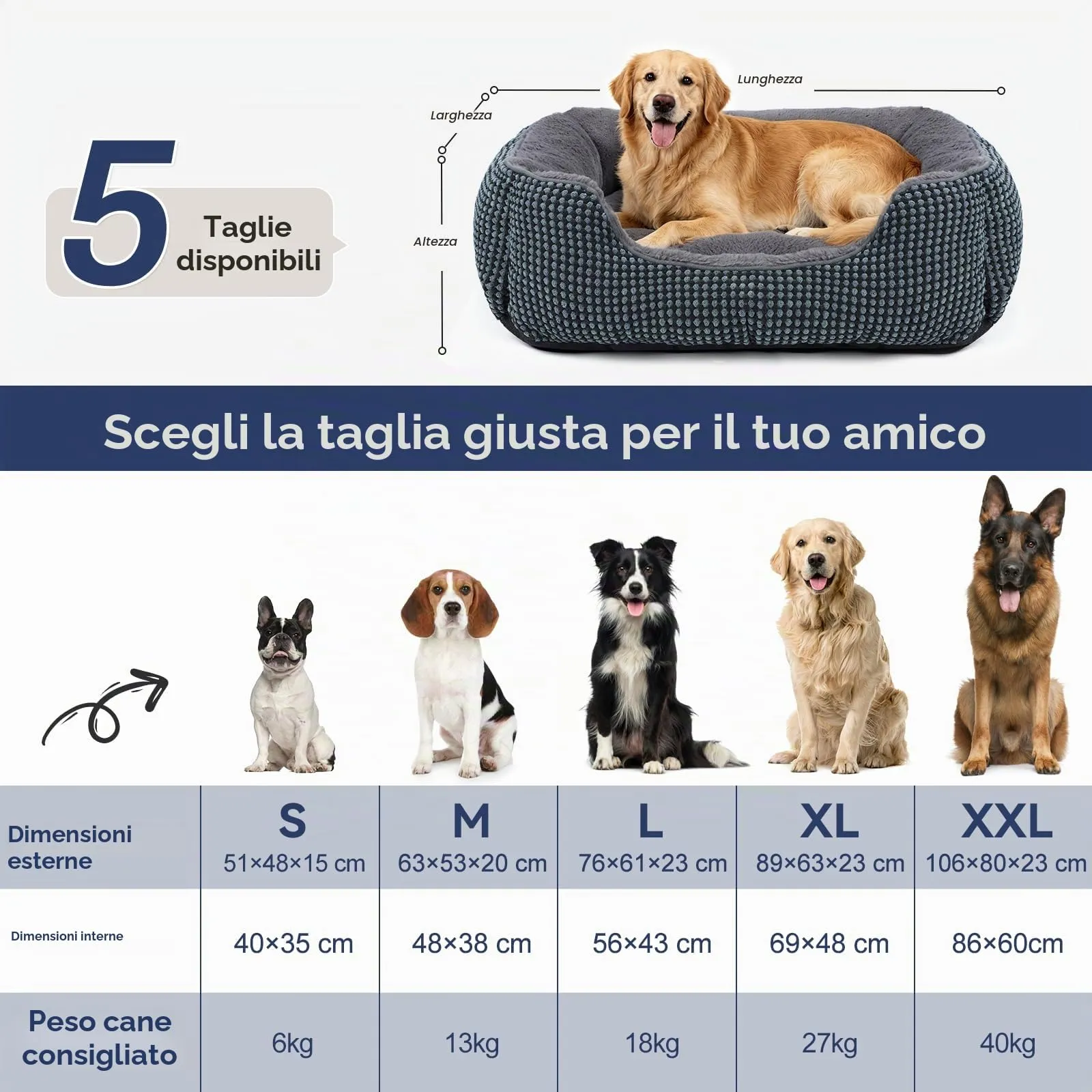 FURTIME Cuccia per Cani Lavabile, 76x61x23cm - immagine 6