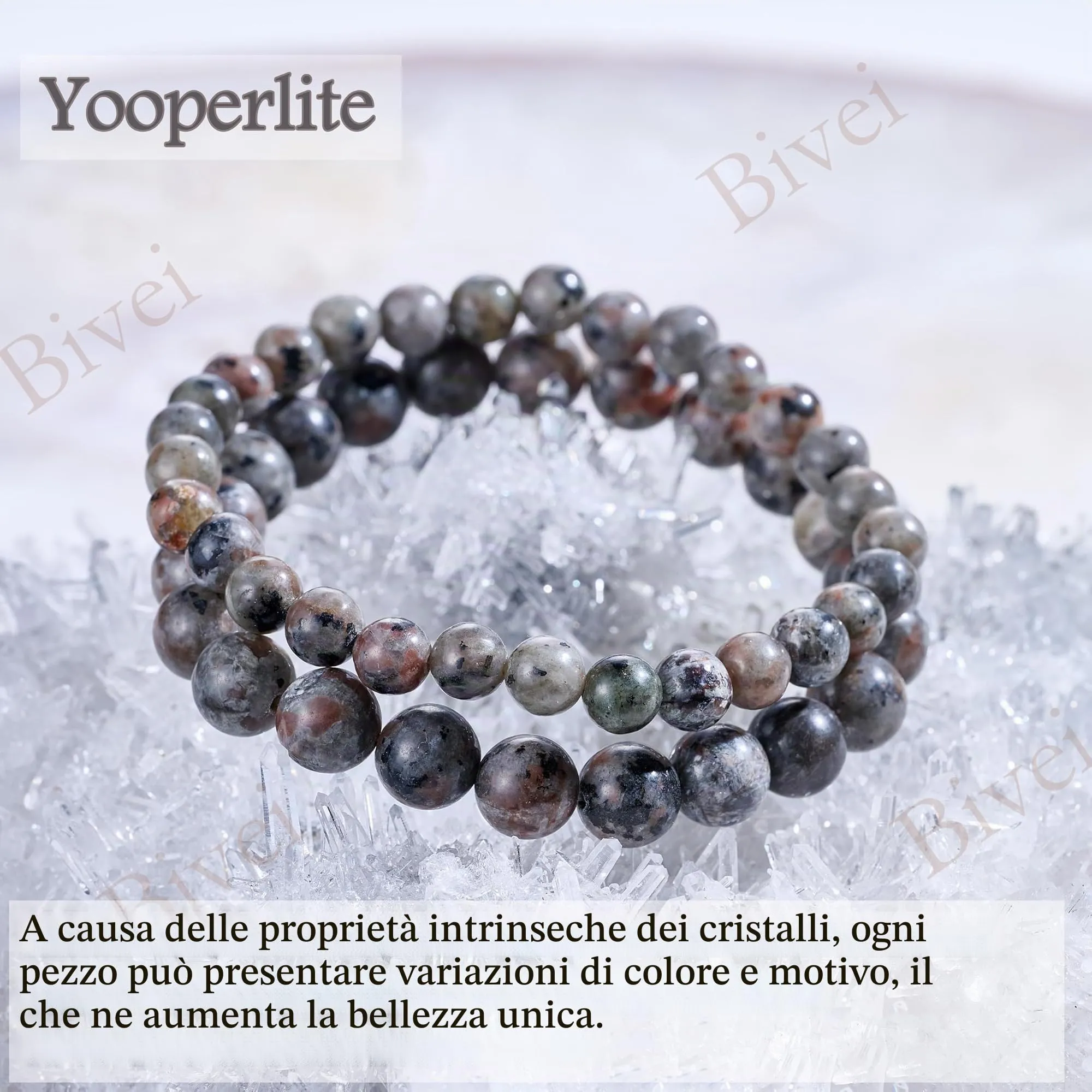 Bivei Yooperlite Accensione Cosmica Braccialetto in Cristallo Naturale 6mm per Donna - immagine 5
