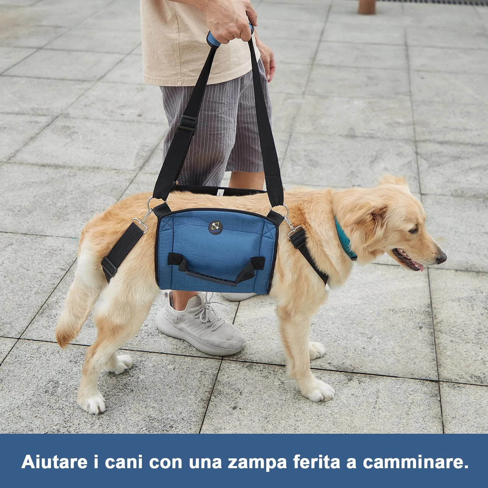 COODEO Dog Carry Sling Pet Leg Support Lift Harness for Arthritis (XL, Blu) - immagine 4