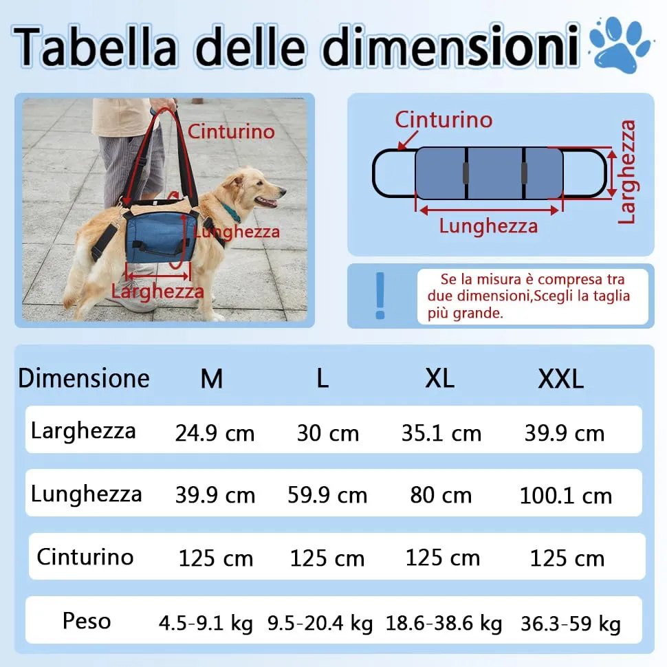 COODEO Dog Carry Sling Pet Leg Support Lift Harness for Arthritis (XL, Blu) - immagine 6