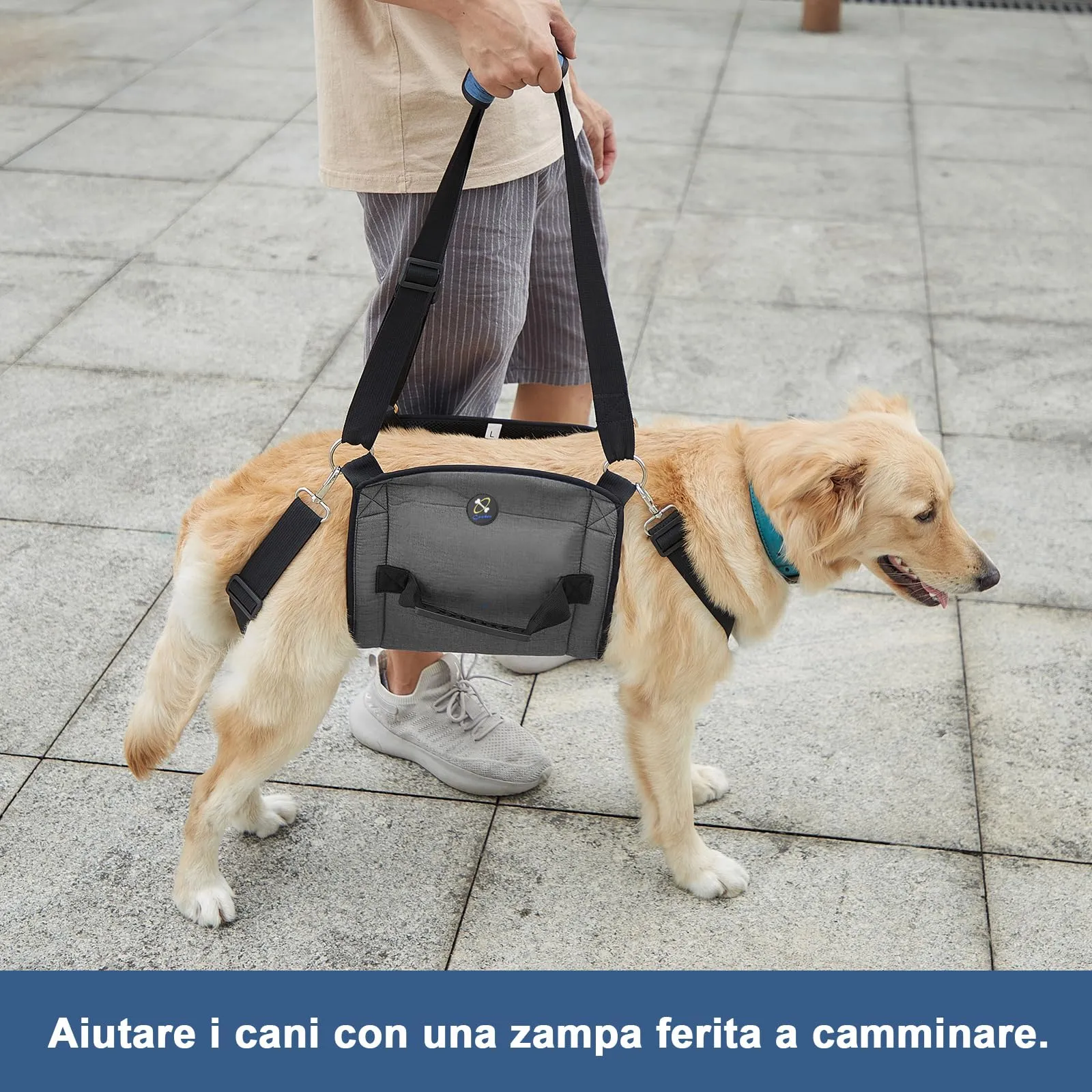 COODEO Dog Carry Sling Leg Support Lift Harness, M, Nero - immagine 4