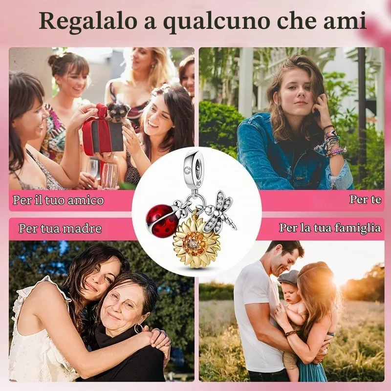 TINSLO Bead Charm in Argento Sterling 925 con Cubic Zirconia, Compatibile con Braccialetti e Collane Pandora e Europei - immagine 6