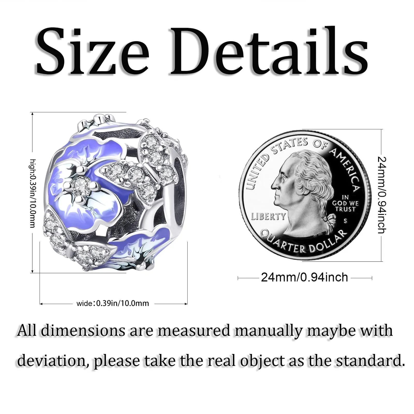 Symretie Bead Charm Ciondolo Argento Sterling 925 con Cubic Zirconia per Braccialetti e Collane Europei - immagine 3