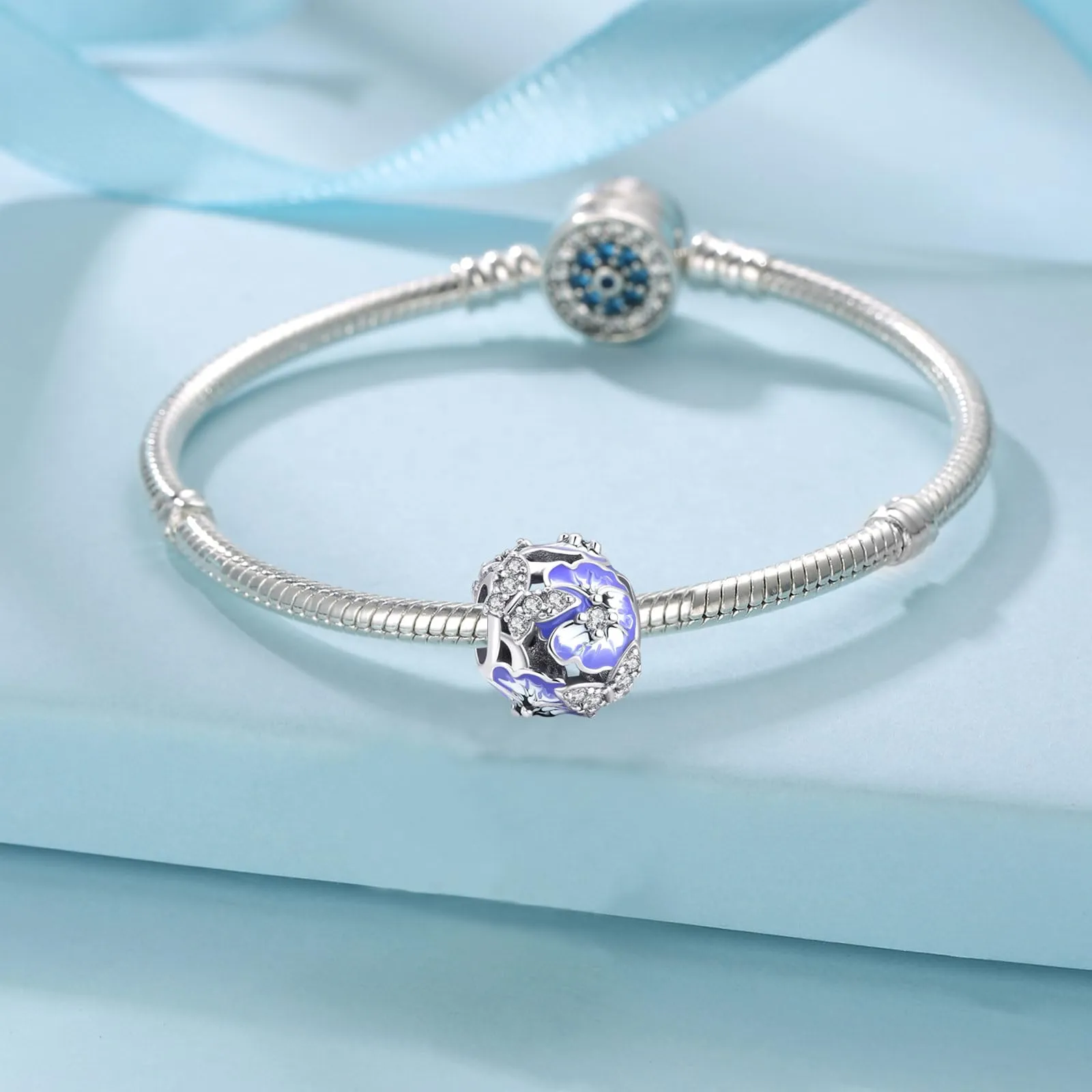 Symretie Bead Charm Ciondolo Argento Sterling 925 con Cubic Zirconia per Braccialetti e Collane Europei - immagine 5