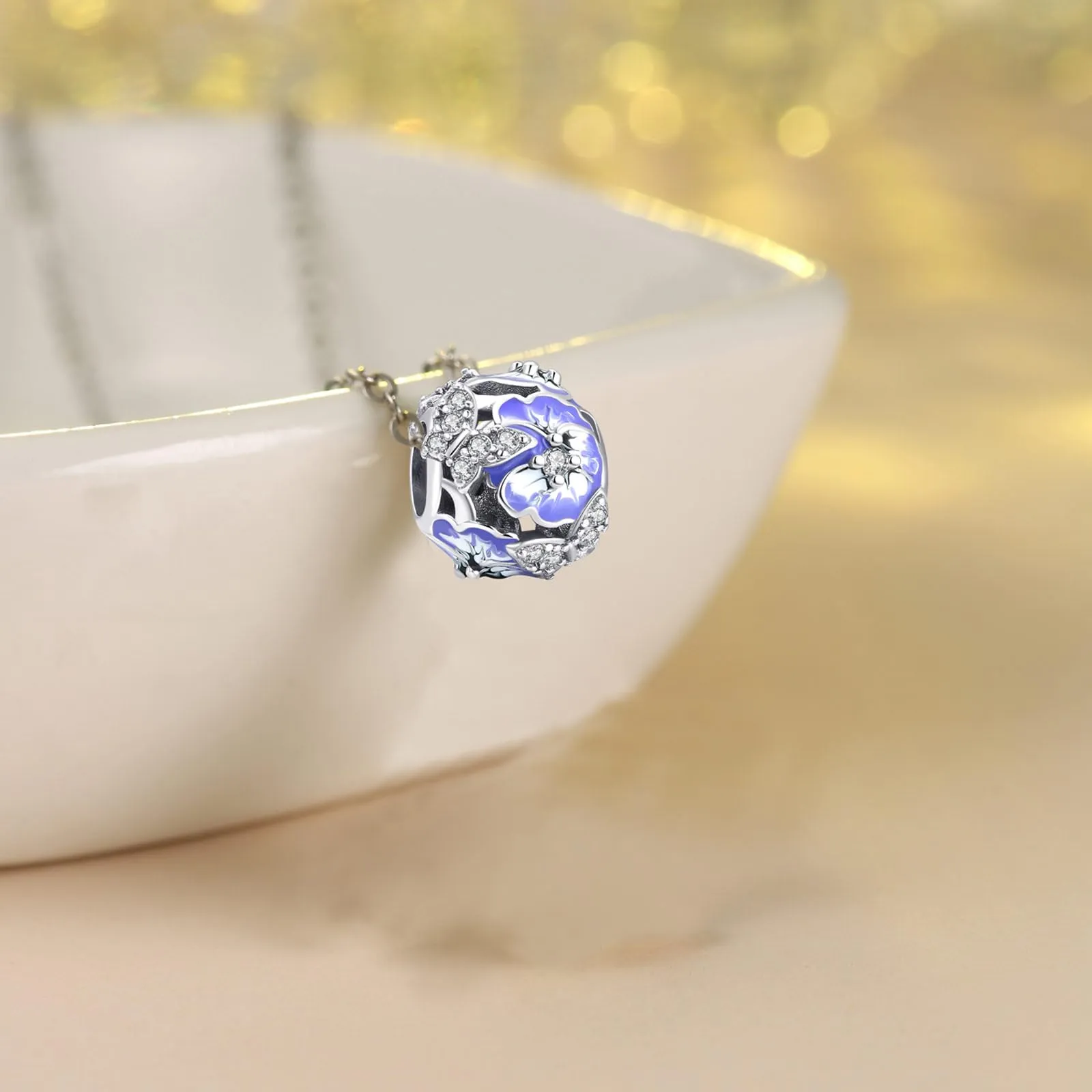 Symretie Bead Charm Ciondolo Argento Sterling 925 con Cubic Zirconia per Braccialetti e Collane Europei - immagine 6