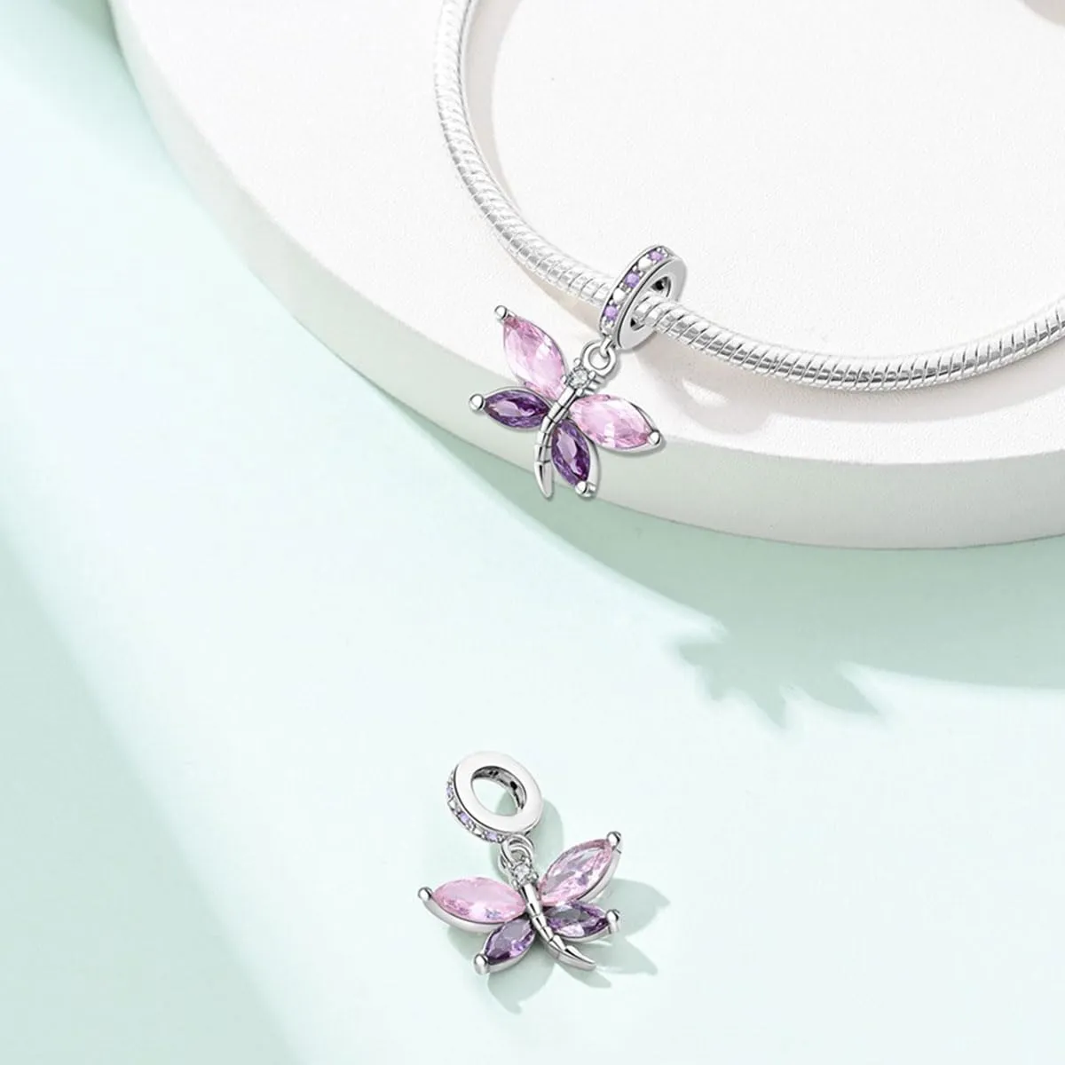 TINSLO Bead Charm in Argento Sterling 925 con Cubic Zirconia per Braccialetti e Collane Europee - immagine 2