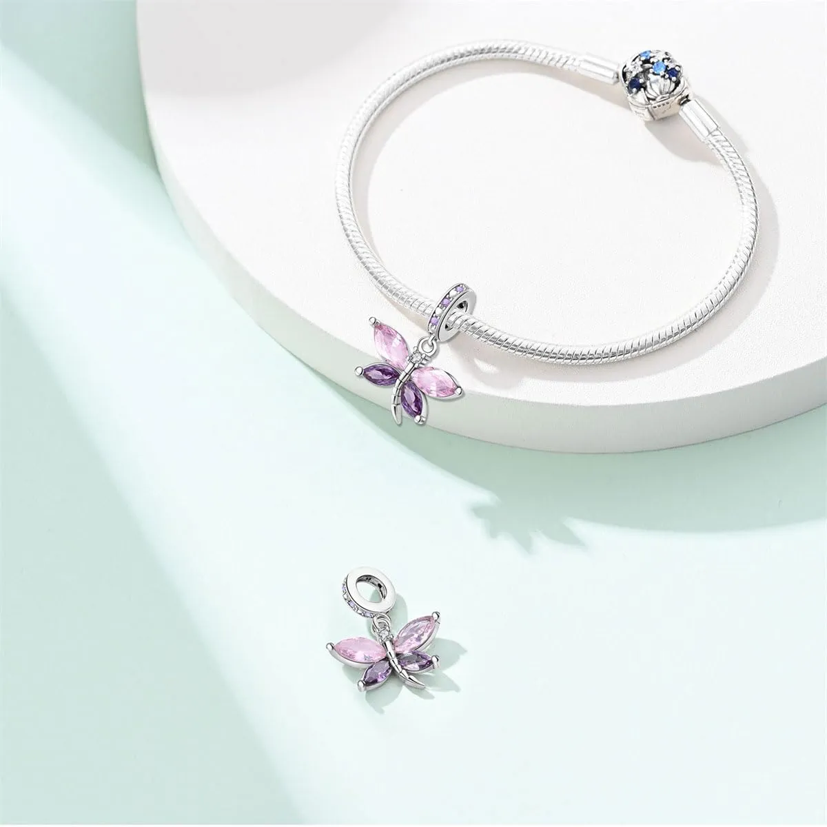 TINSLO Bead Charm in Argento Sterling 925 con Cubic Zirconia per Braccialetti e Collane Europee - immagine 3