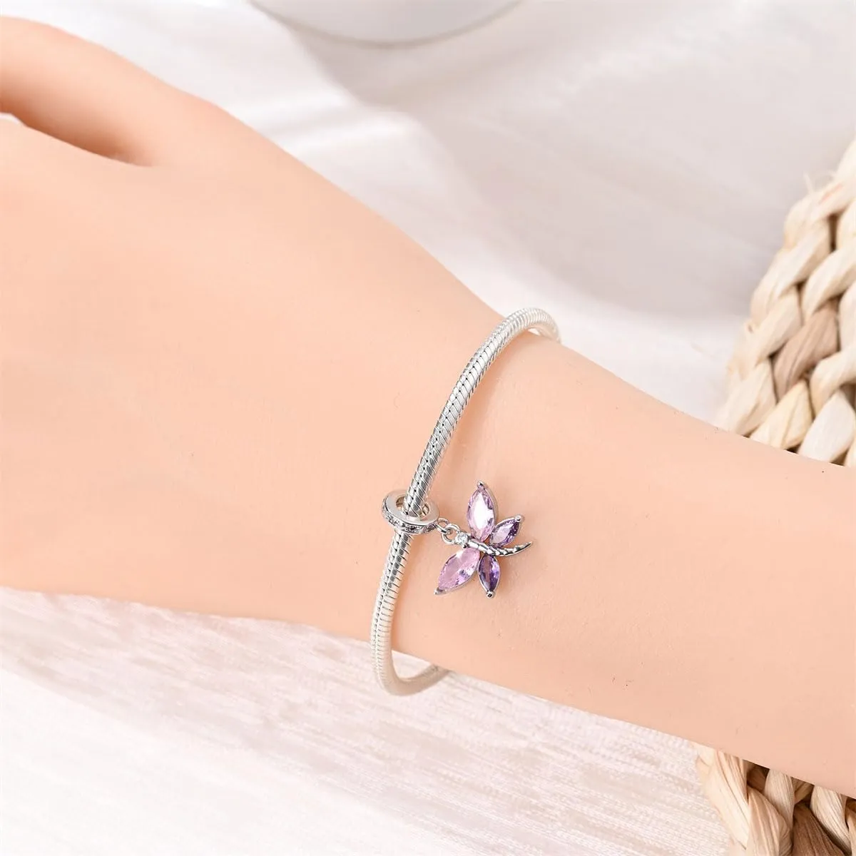 TINSLO Bead Charm in Argento Sterling 925 con Cubic Zirconia per Braccialetti e Collane Europee - immagine 4