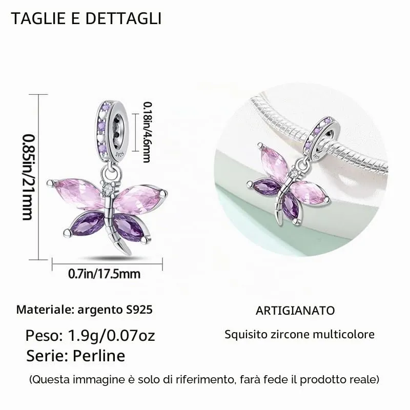 TINSLO Bead Charm in Argento Sterling 925 con Cubic Zirconia per Braccialetti e Collane Europee - immagine 5