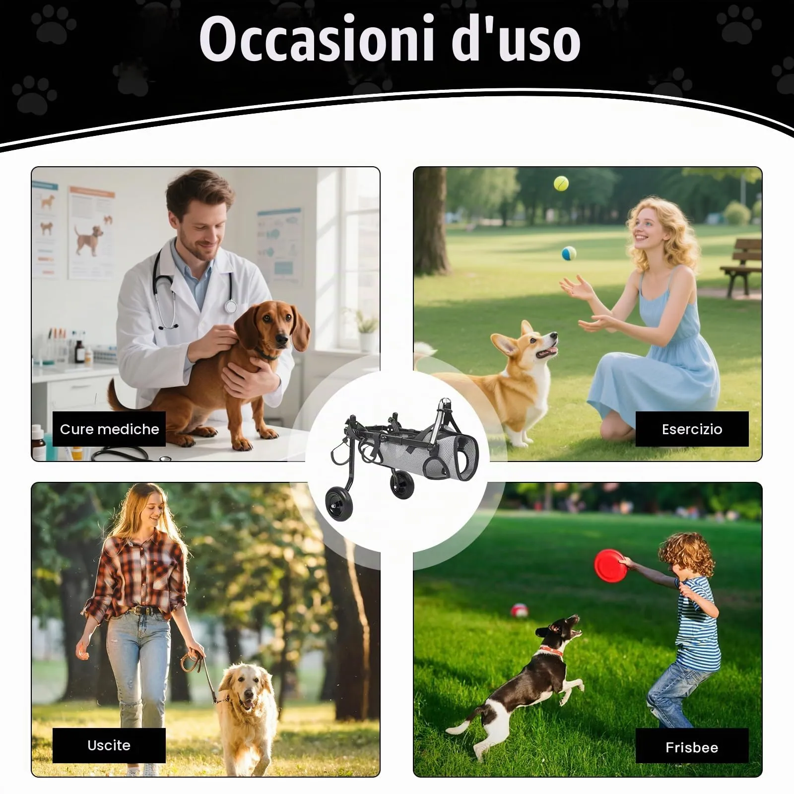BOYIFEIJIE Sedia a Rotelle per Cani di Piccola Taglia, Carrozzina Leggera e Regolabile per Zampe Posteriori, XS (fino a 3,5 kg), Grigio - immagine 7