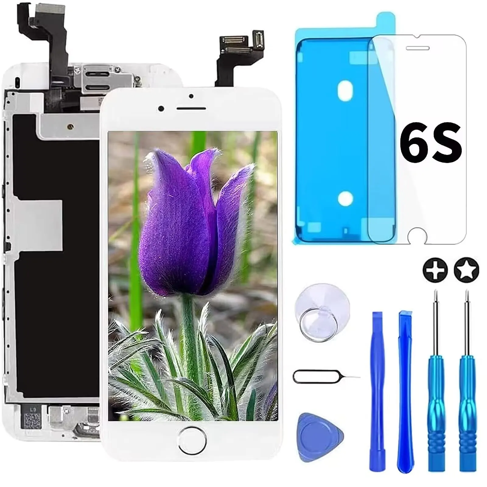Brinonac Display LCD Digitizer Touch per iPhone 6s 4,7" Bianco - immagine 1
