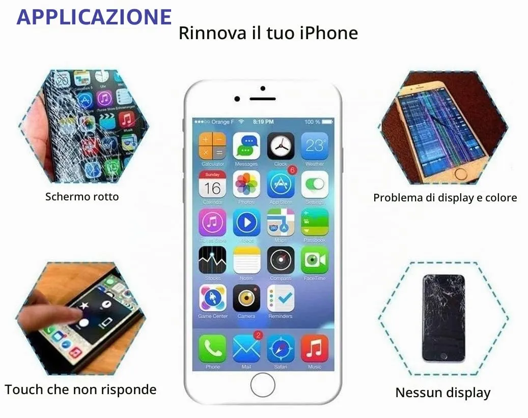 Brinonac Display LCD Digitizer Touch per iPhone 6s 4,7" Bianco - immagine 4