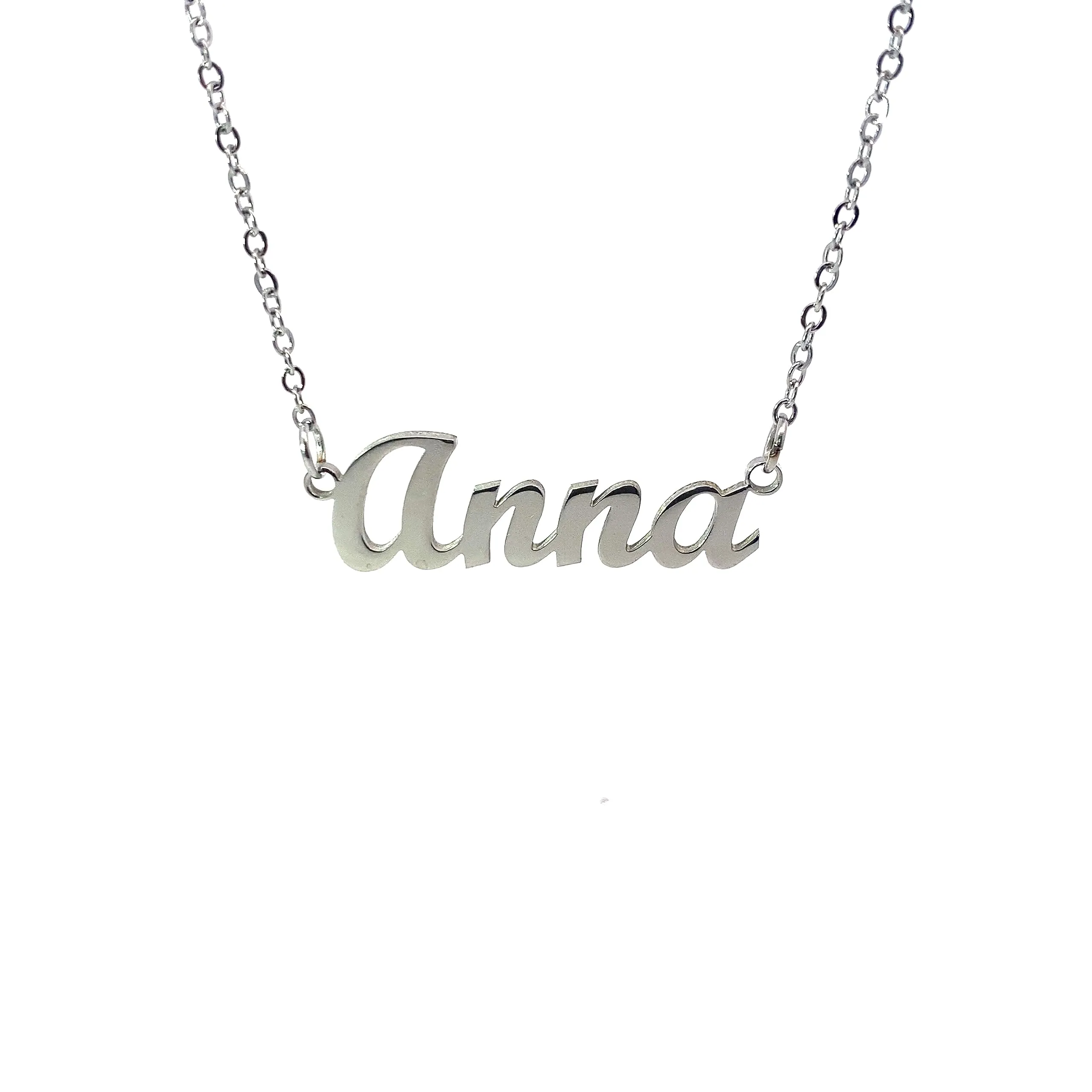 10:10 Collana Donna Nome Personalizzato in Acciaio Inox Anallergico, Finitura Lucida, Catena Sottile Regolabile (Anna) - immagine 1