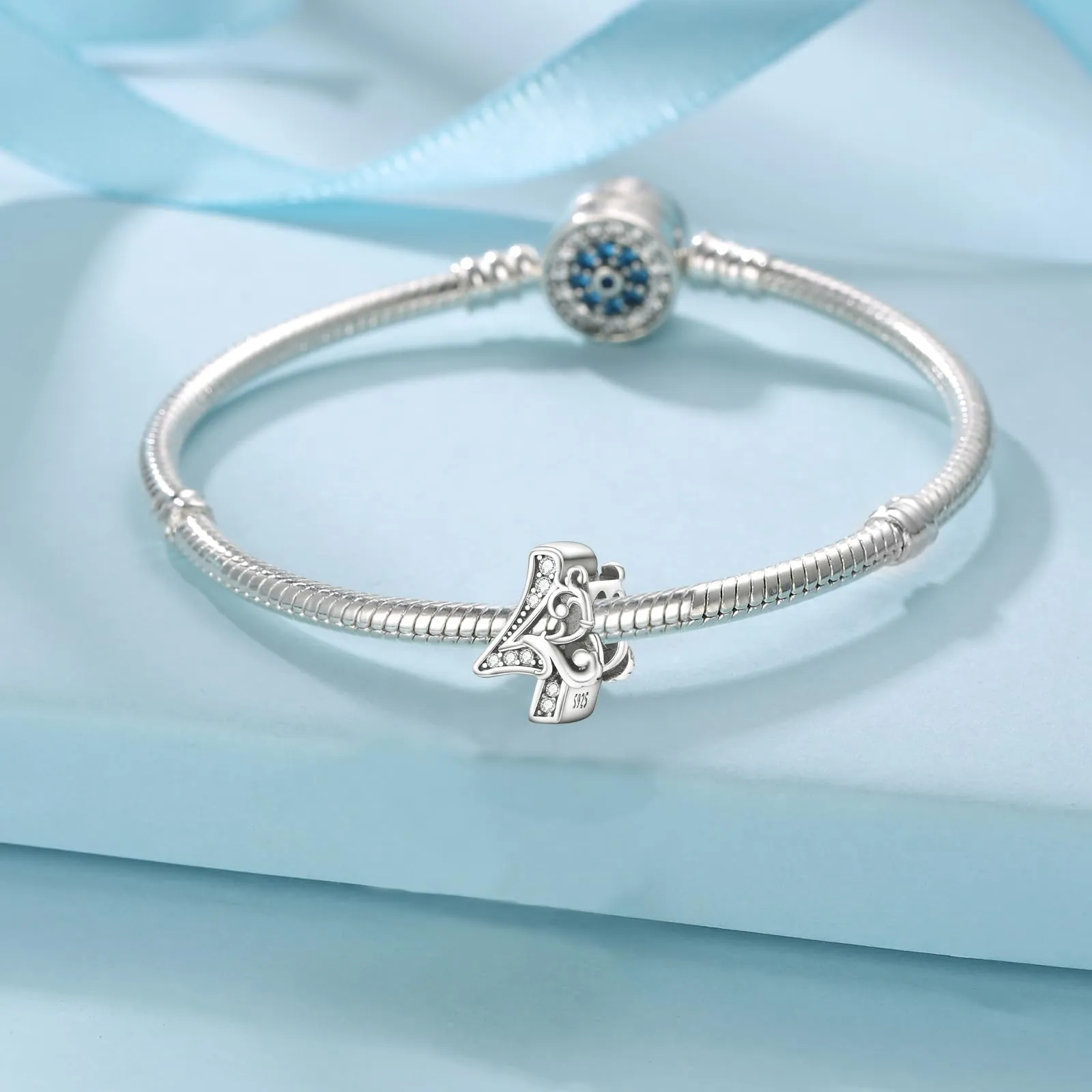 Symretie Bead Charm Ciondolo Argento Sterling 925 con Cubic Zirconia per Braccialetti e Collane Europei - immagine 4