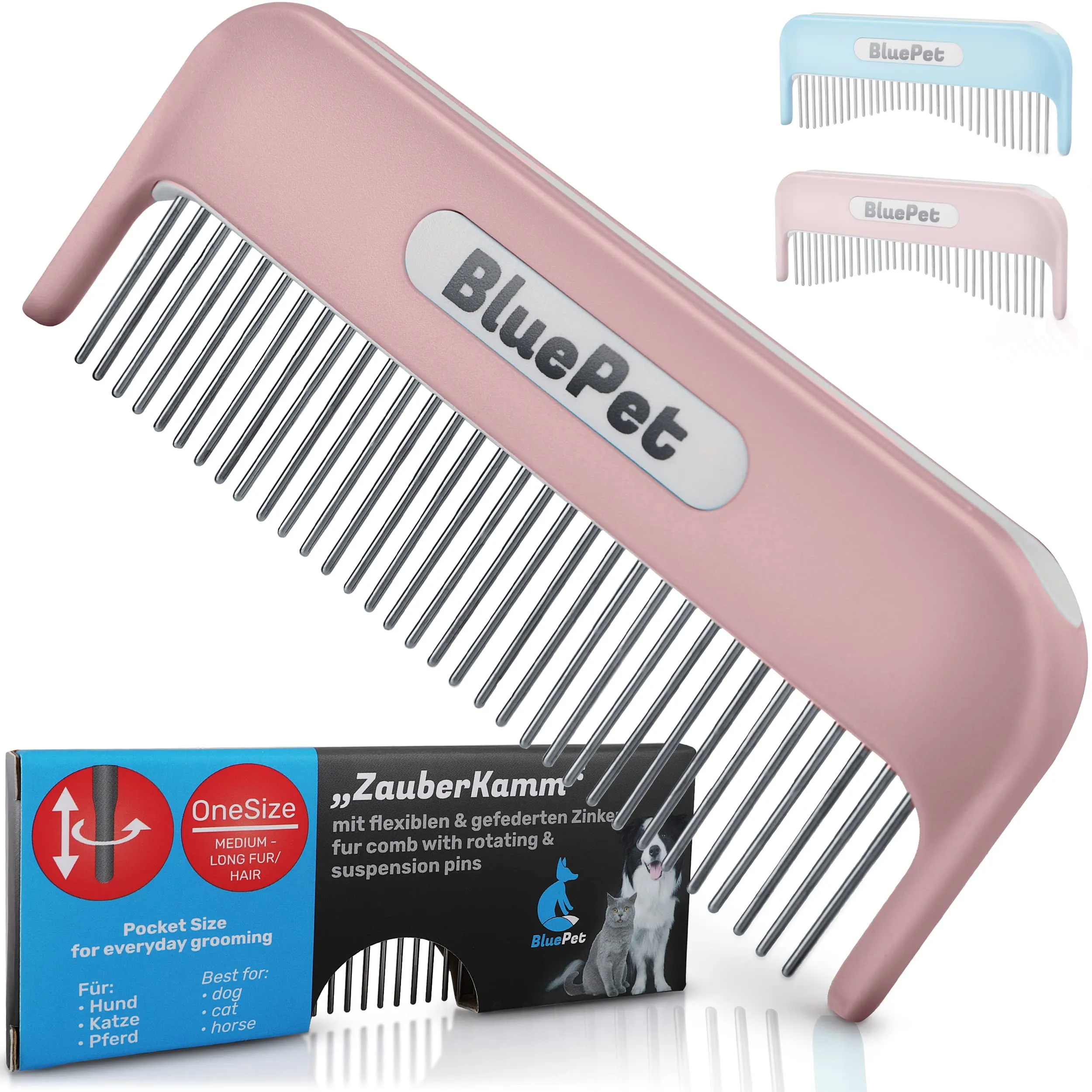 BluePet Pettine per Cani e Gatti a Pelo Lungo con Denti Rotanti - immagine 1