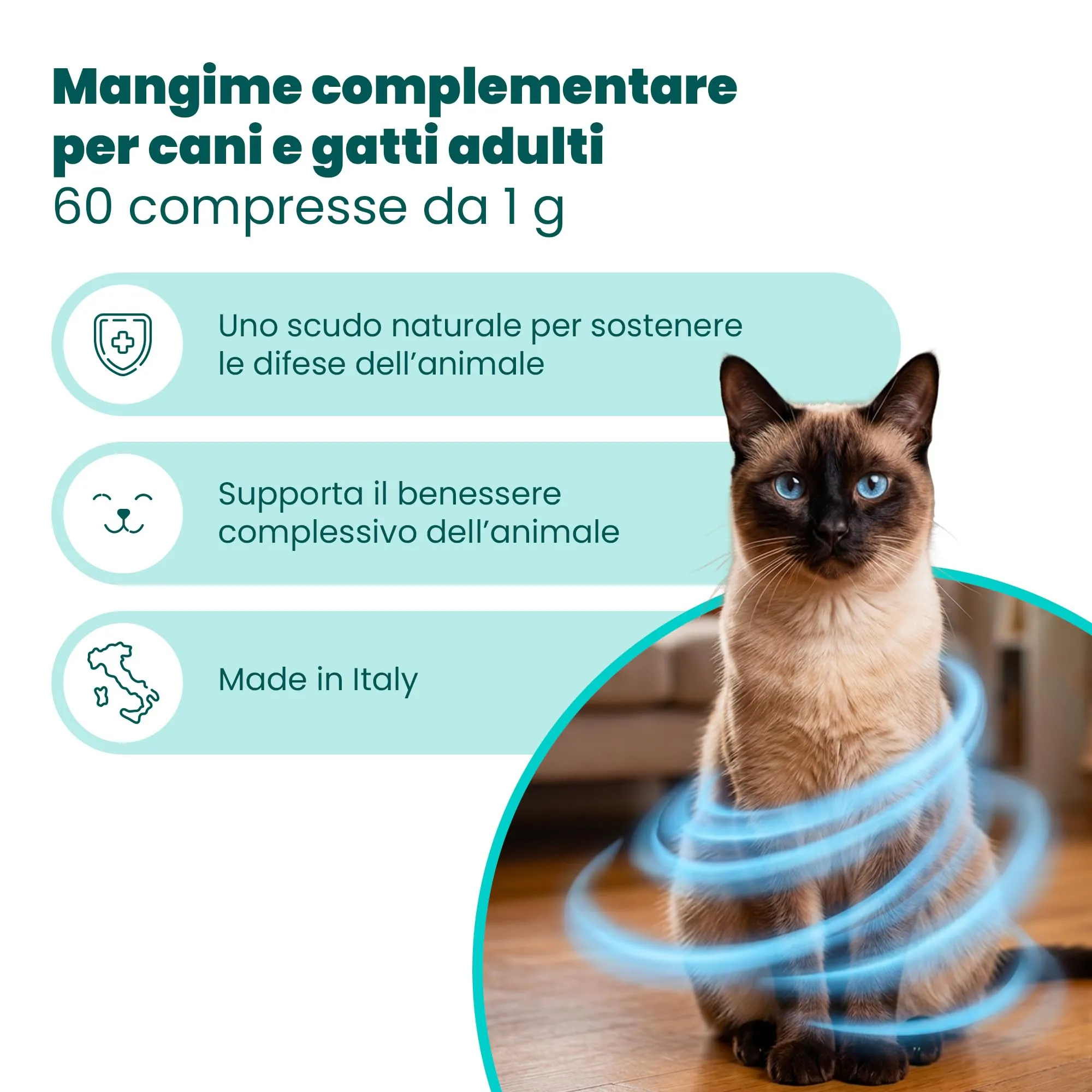 Camon Help-TH1 Alimento Complementare per Cani e Gatti, 60 Compresse - immagine 2