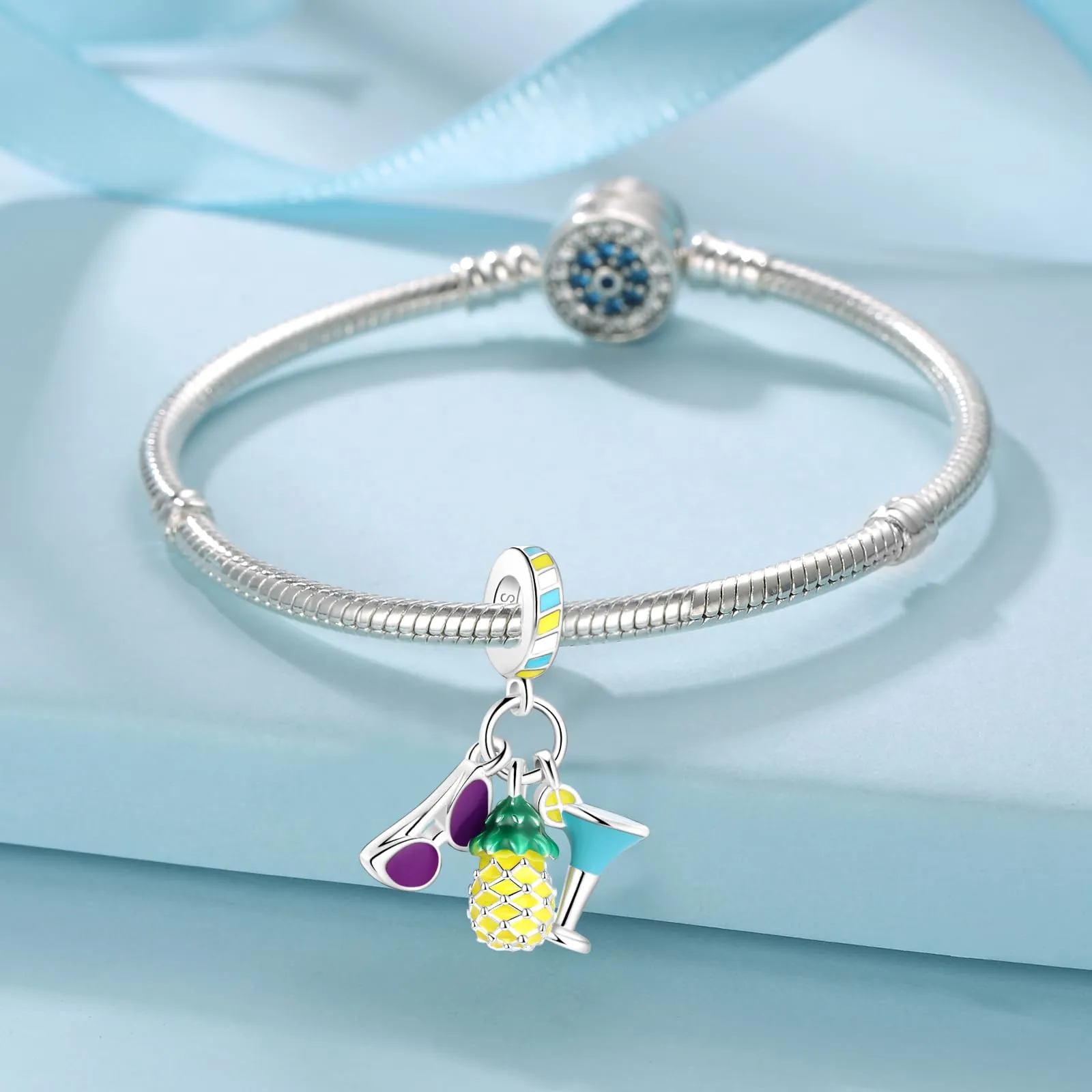 Symretie Bead Charm Ciondolo Argento Sterling 925 con Cubic Zirconia per Braccialetti e Collane Europei - immagine 4