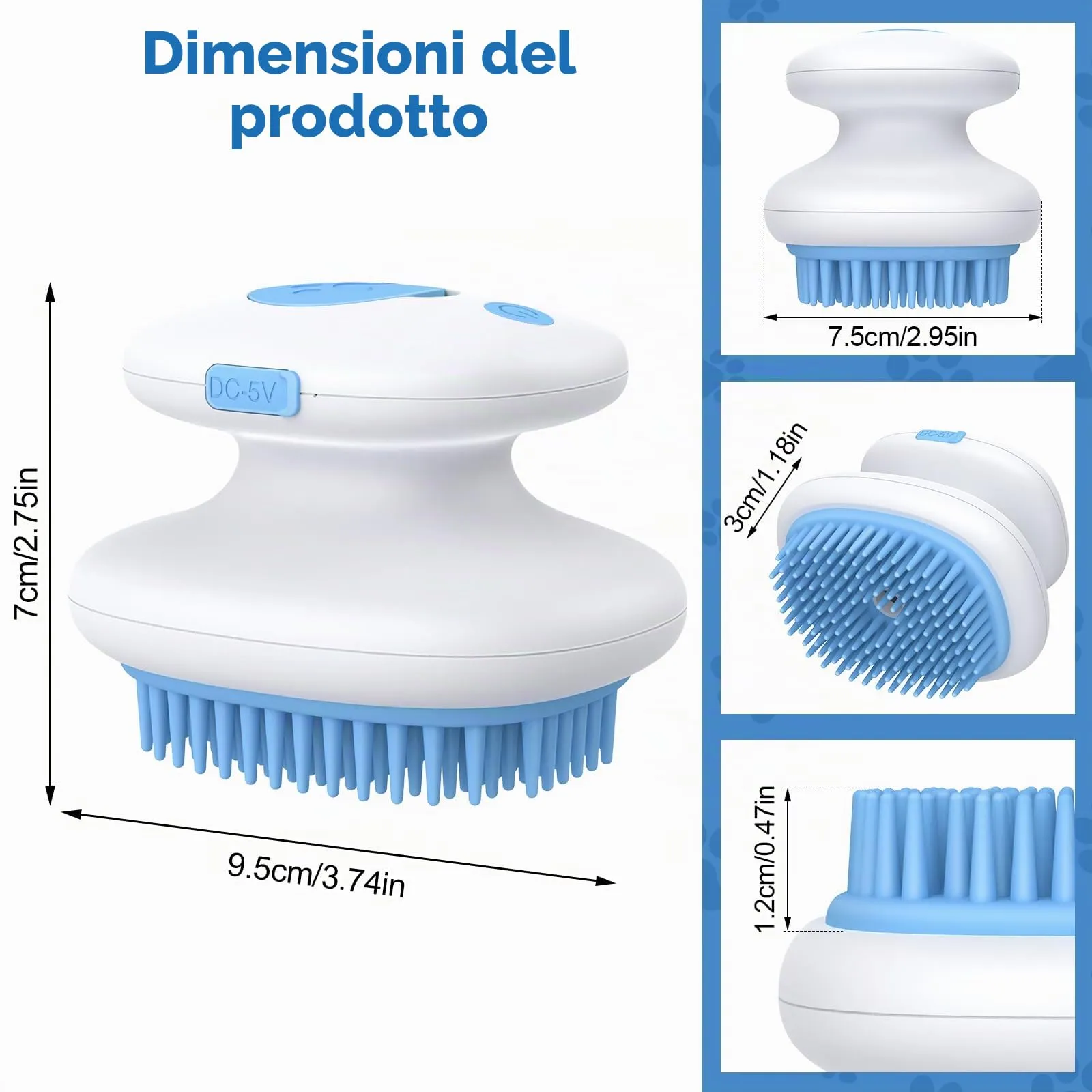 Euqvunn Spazzola a vapore 3 in 1 per gatti in silicone ricaricabile - immagine 8