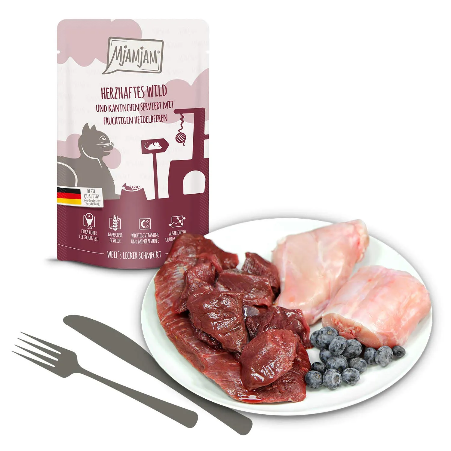 MjAMjAM Cibo Umido Premium per Gatti Quetschie Mixpaket III, 12 x 125 g, Senza Cereali - immagine 3