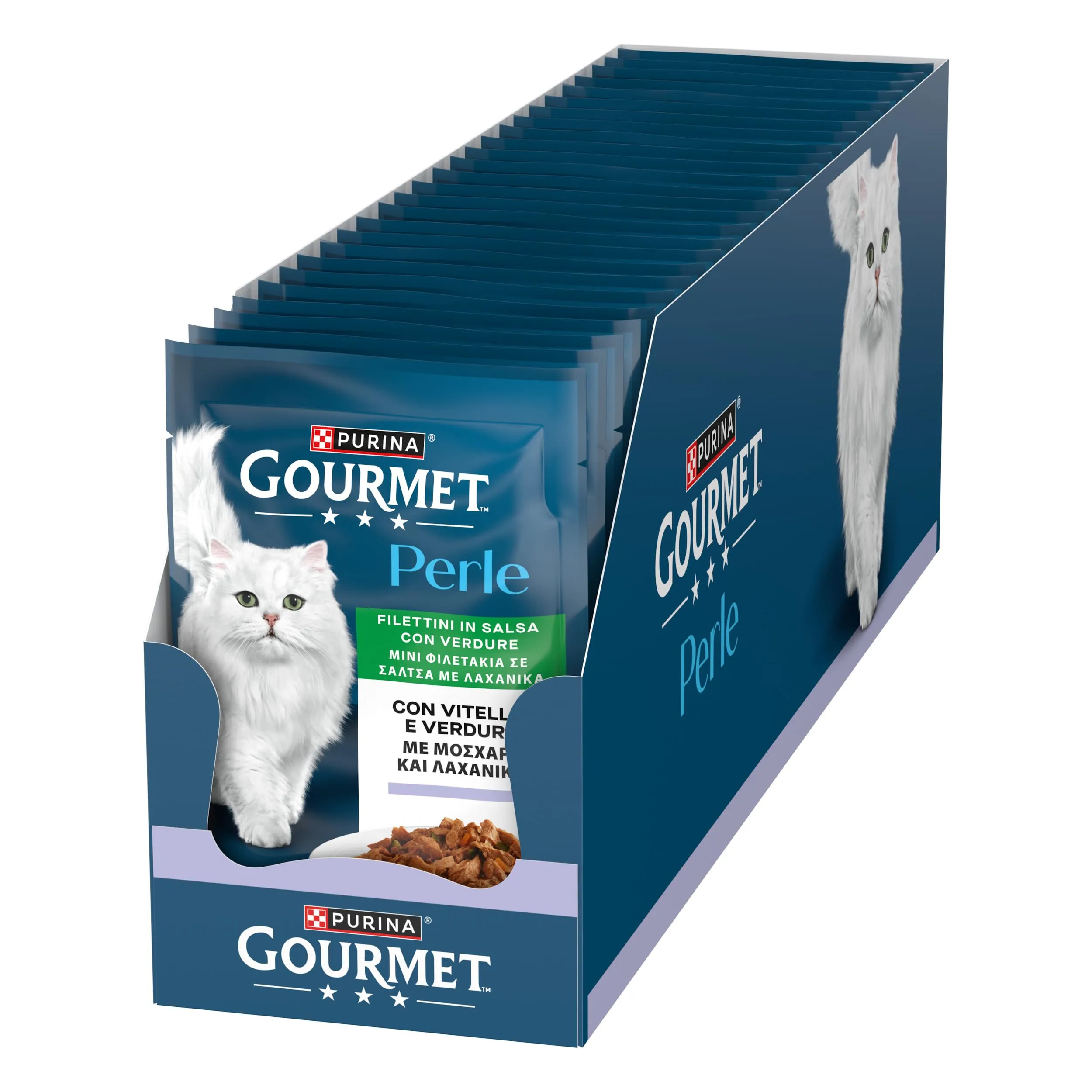 Gourmet Perle Gatto Filettini in Salsa con Vitello e Verdure, 85g, 26 buste - immagine 3
