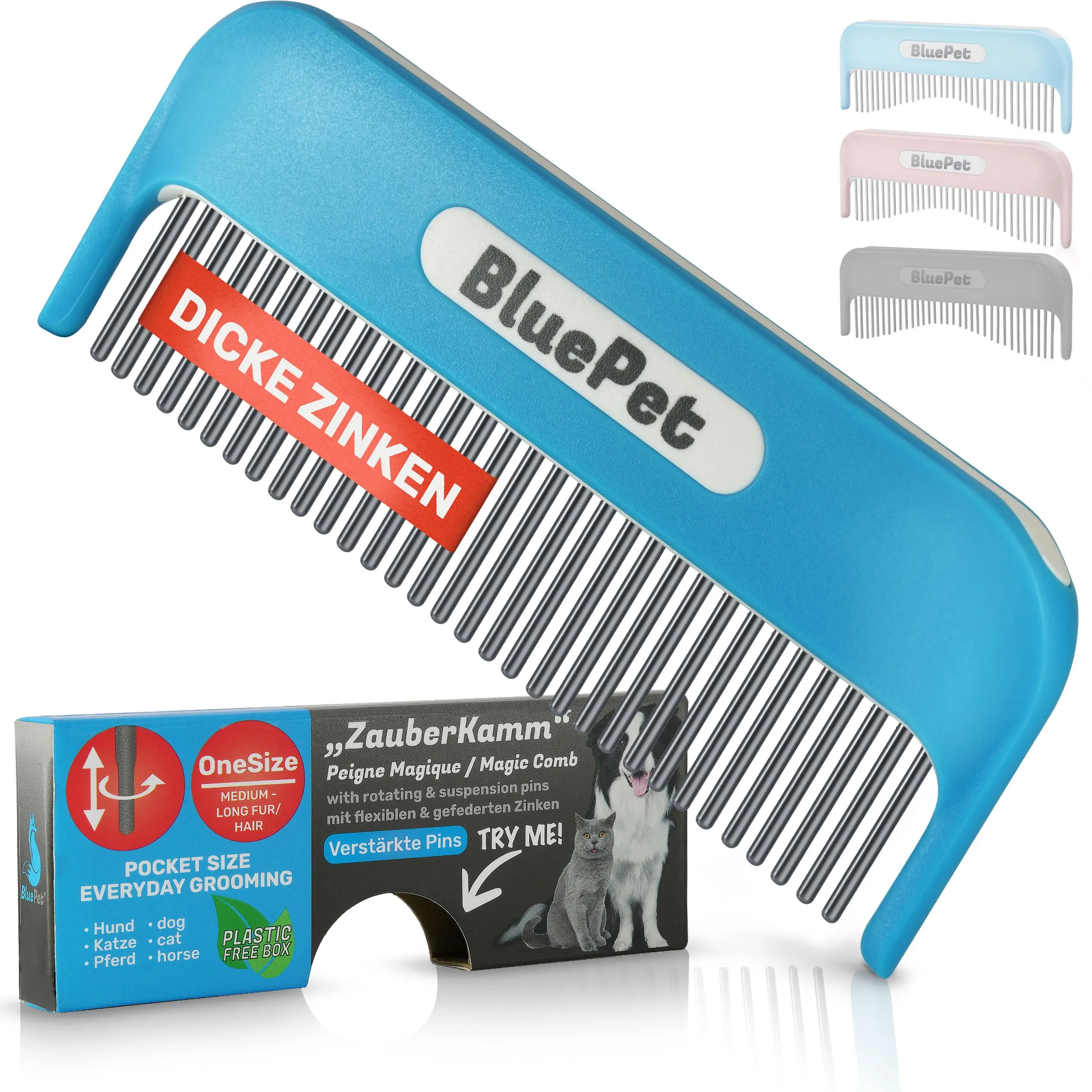 BluePet Pettine per Cani e Gatti Pelo Lungo con Denti Rinforzati - immagine 1