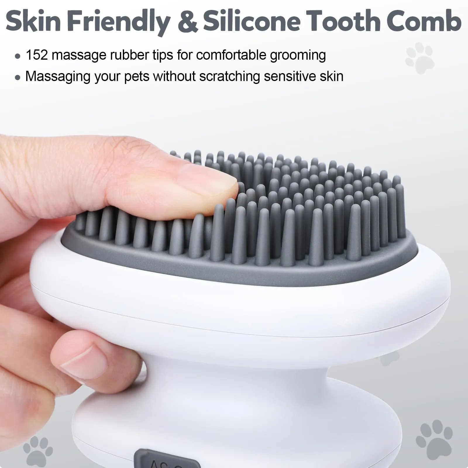 Euqvunn Spazzola a Vapore 3 in 1 per Gatti, Cani e Conigli, Silicone Ricaricabile (Grigio) - immagine 4