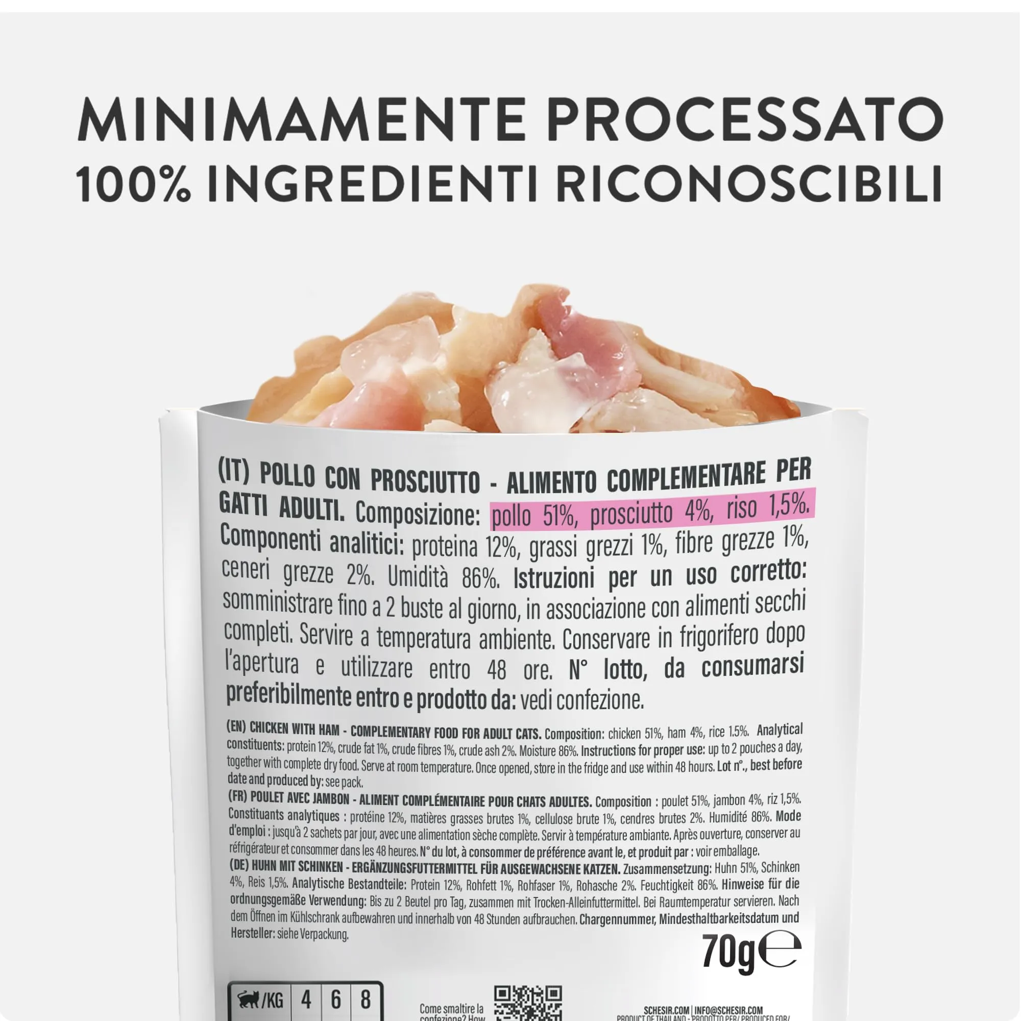 Schesir Pollo con Prosciutto 12x70g - immagine 4