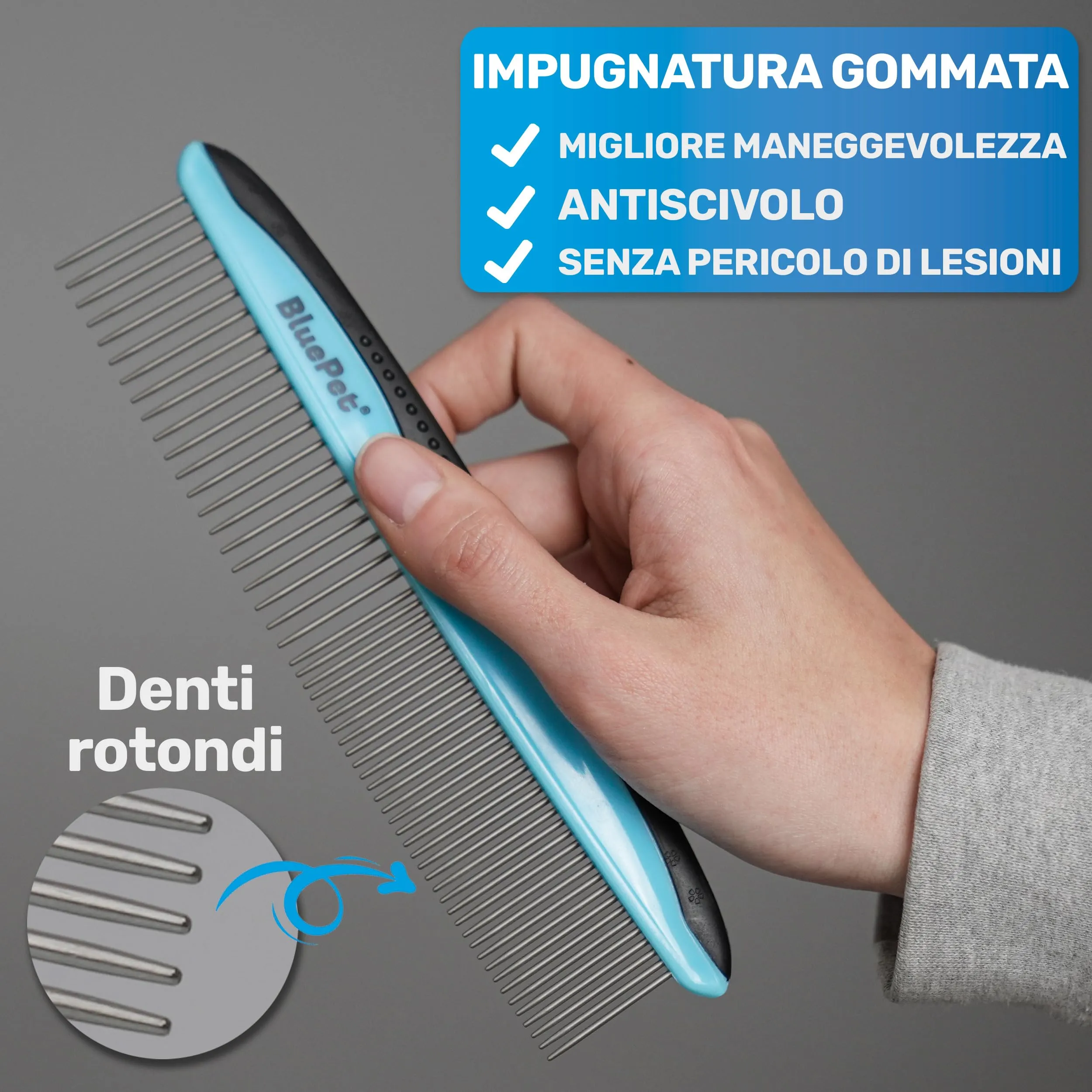 BluePet Pettine in Acciaio Inox per Cani e Gatti a Pelo Lungo, 17 cm - immagine 4
