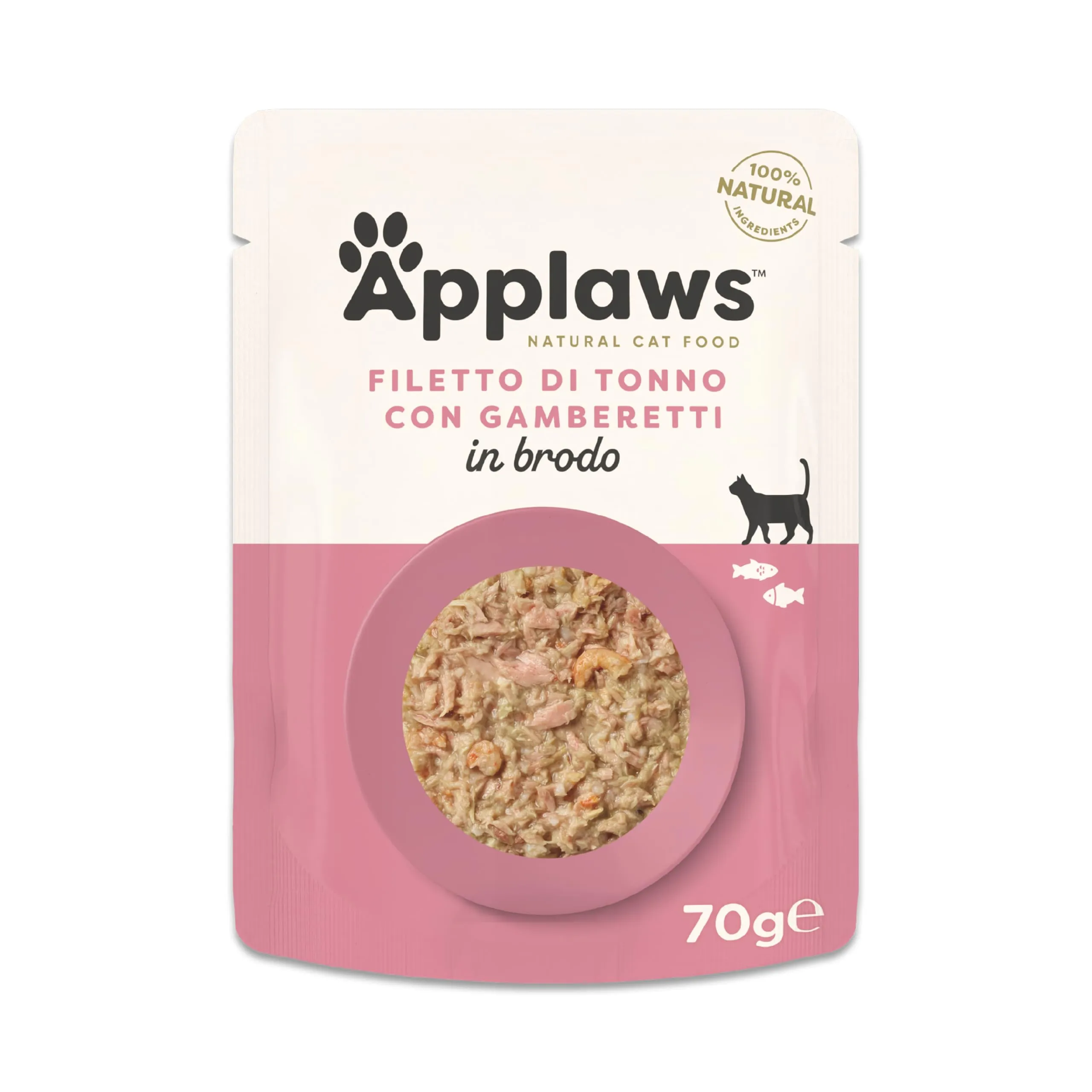 Applaws Cibo Umido per Gatti Sgombro e Gamberetti del Pacifico in Brodo, 12 Buste da 70g - immagine 1