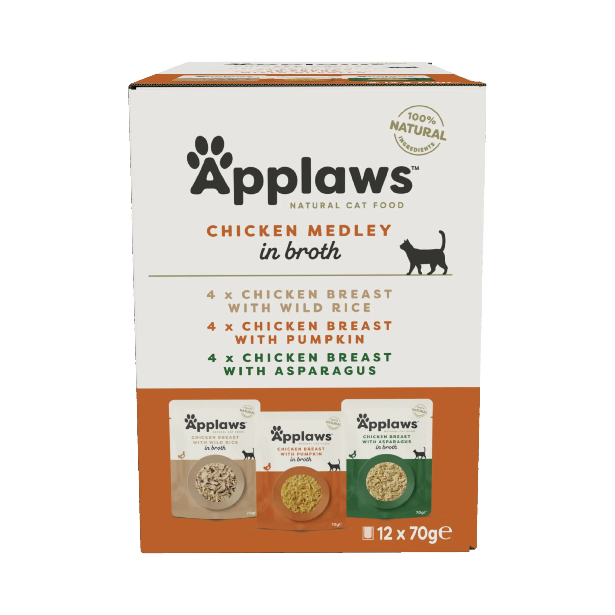 Applaws Alimento Umido Naturale per Gatti Pollo, 12 sacchetti da 70g - immagine 1