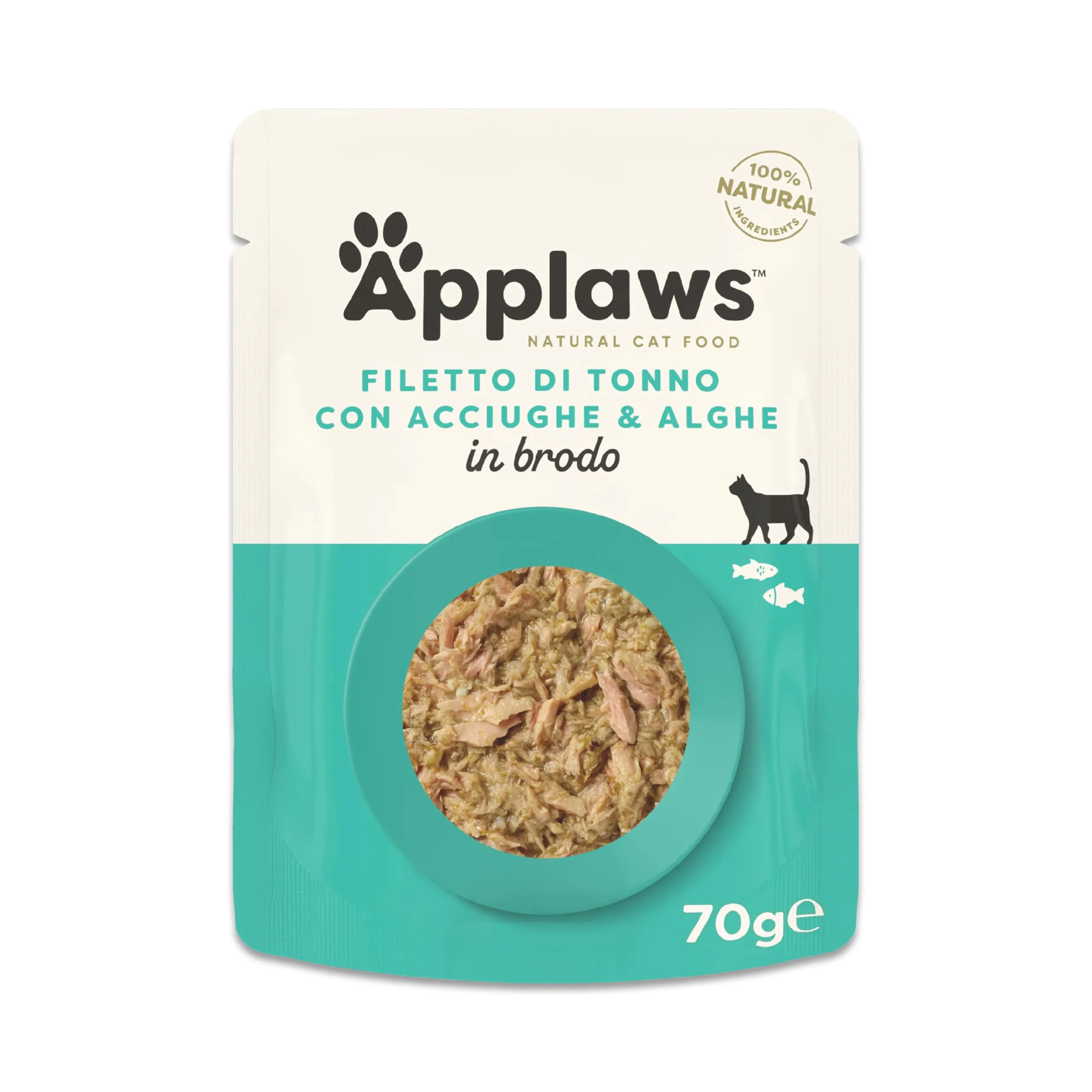 Applaws Alimento Umido per Gatti Adulti Filetto di Tonno e Orata in Brodo, 12 Buste da 70g - immagine 1