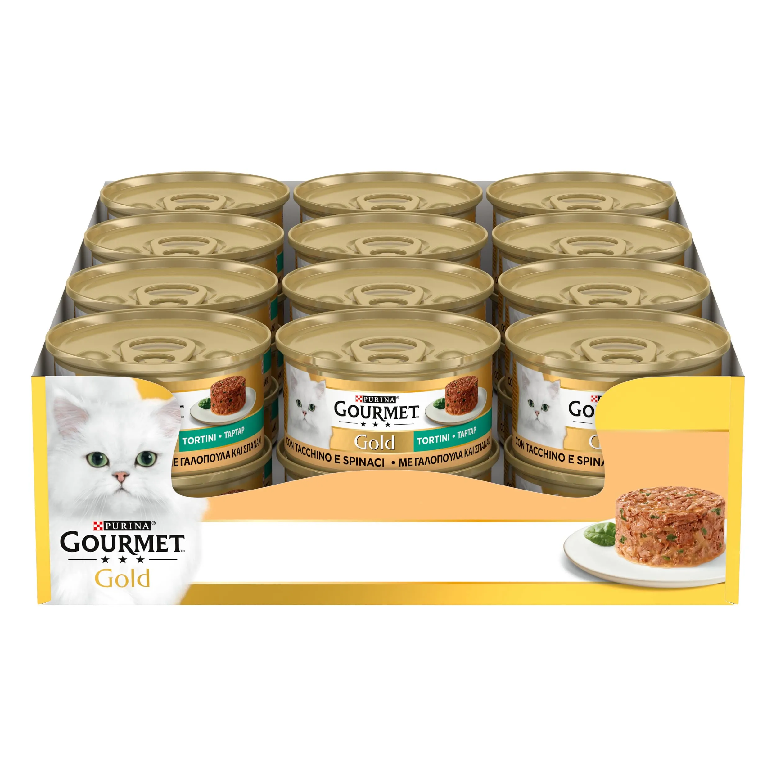 Gourmet Gold Tortini Gatto con Tacchino e Spinaci, 85g (Confezione da 24) - immagine 1