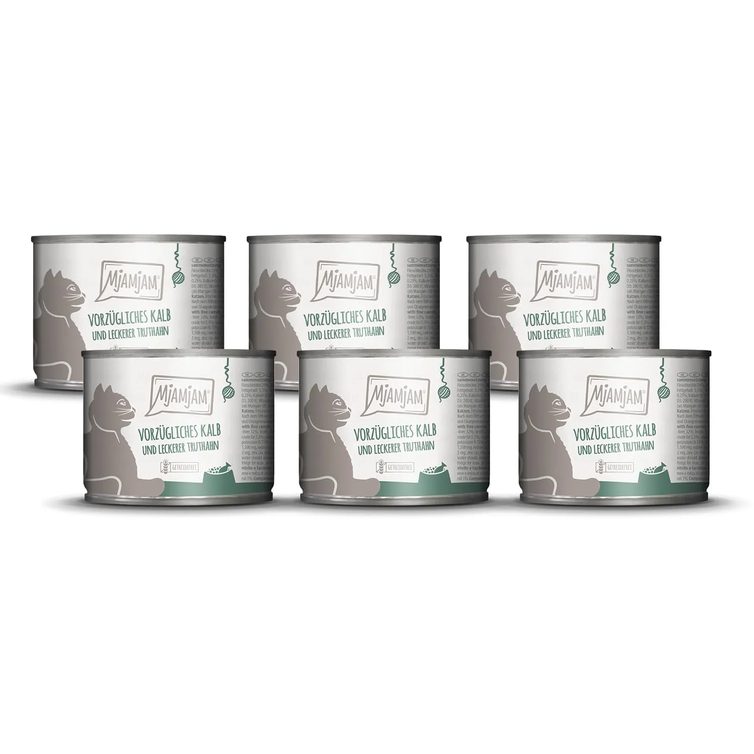 MjAMjAM Cibo Umido per Gatti Vitello e Tacchino con Carote, Senza Cereali, 6 x 200 g - immagine 1
