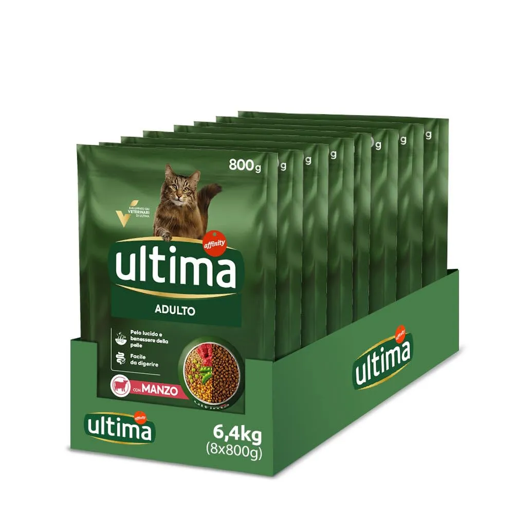 Ultima Adult Manzo Crocchette per gatti 8 x 800g (6,4kg) - immagine 1