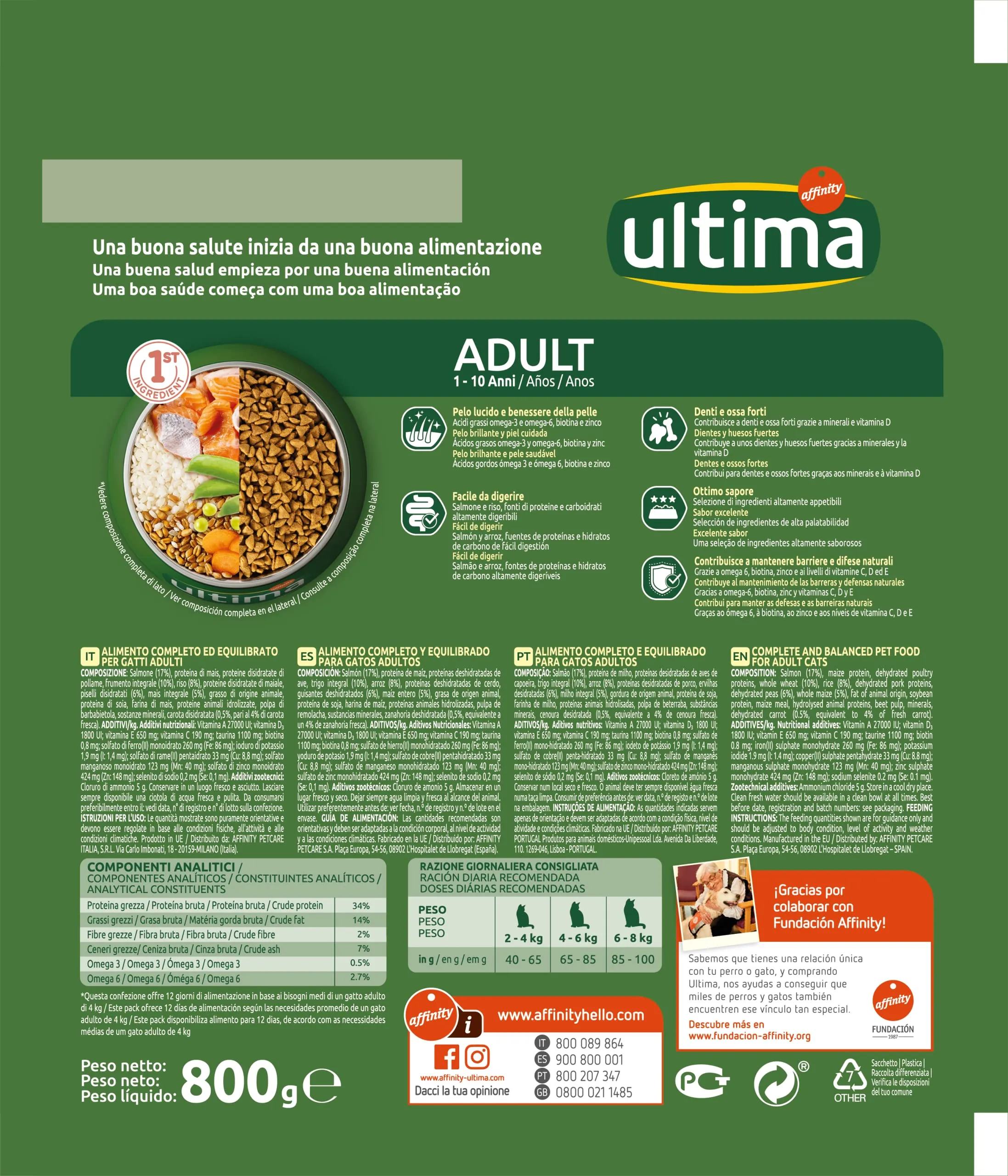 Ultima Adult Salmone Crocchette per gatti 8 x 800g (6,4kg) - immagine 4