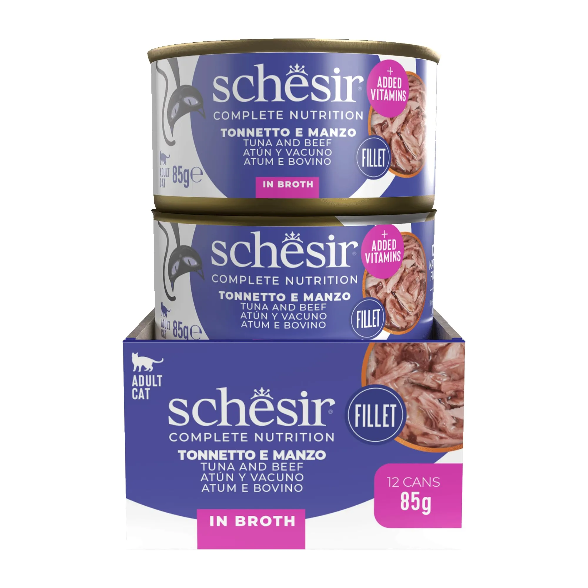Schesir Tonnetto con Manzo e Riso in Brodo, Alimento Umido Completo per Gatti, 12 x 85g - immagine 2