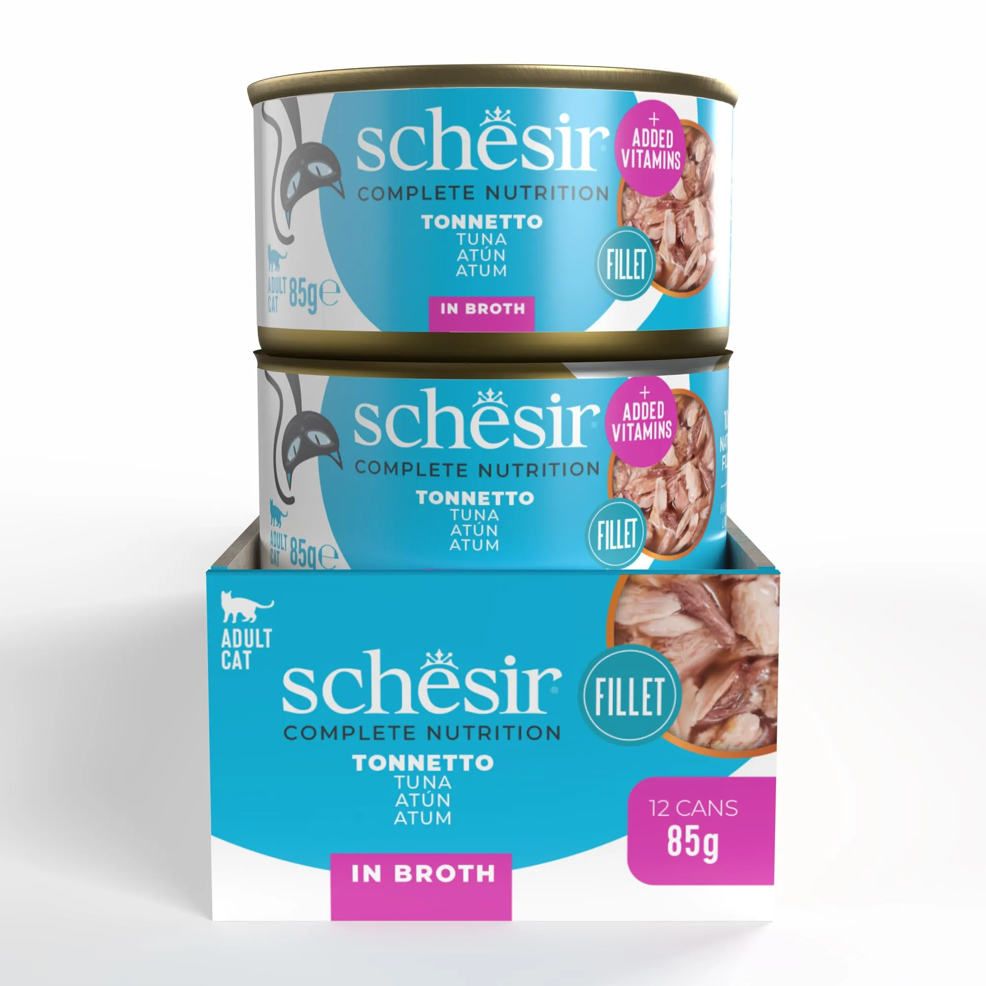 Schesir Filetti di Tonnetto in Brodo Alimento Umido Completo per Gatti, 12 x 85g - immagine 2