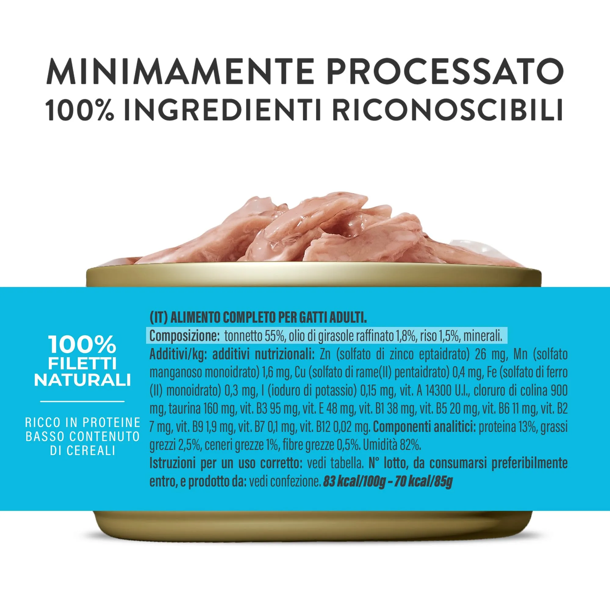 Schesir Filetti di Tonnetto in Brodo Alimento Umido Completo per Gatti, 12 x 85g - immagine 4