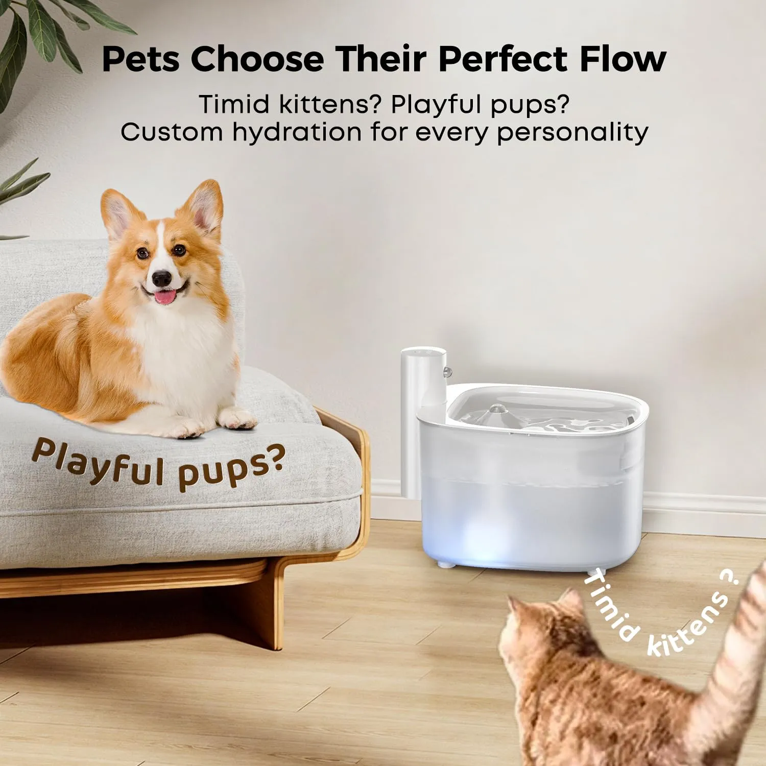 Nenozi Fontanella per Gatti e Cani Senza Fili con Sensore di Movimento, 2.6L, Batteria Ricaricabile 3000mAh, Distributore d'Acqua Silenzioso - immagine 4